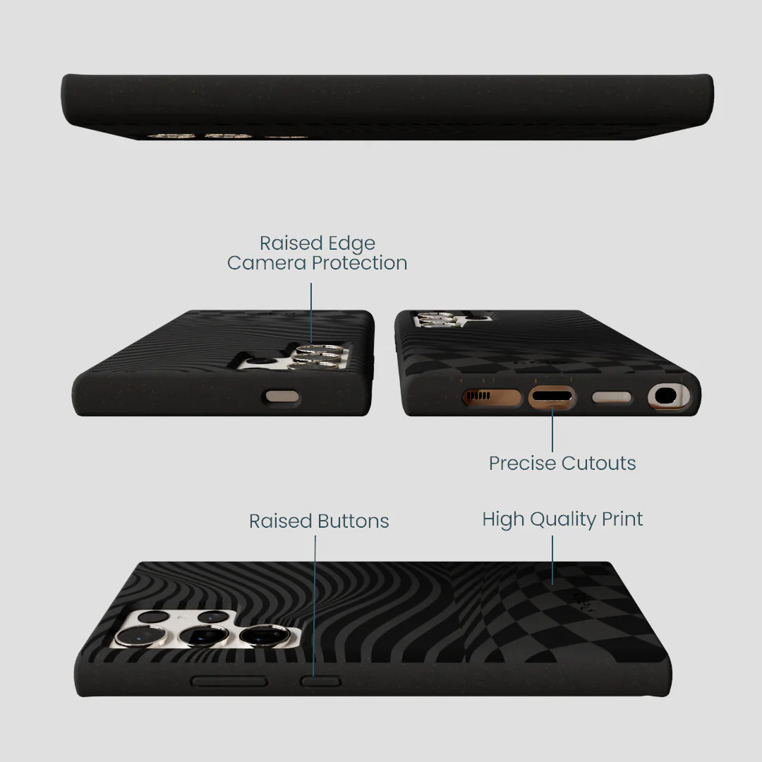 Black Melted Checkers Samsung Galaxy S24 Ultra Case - Image 3