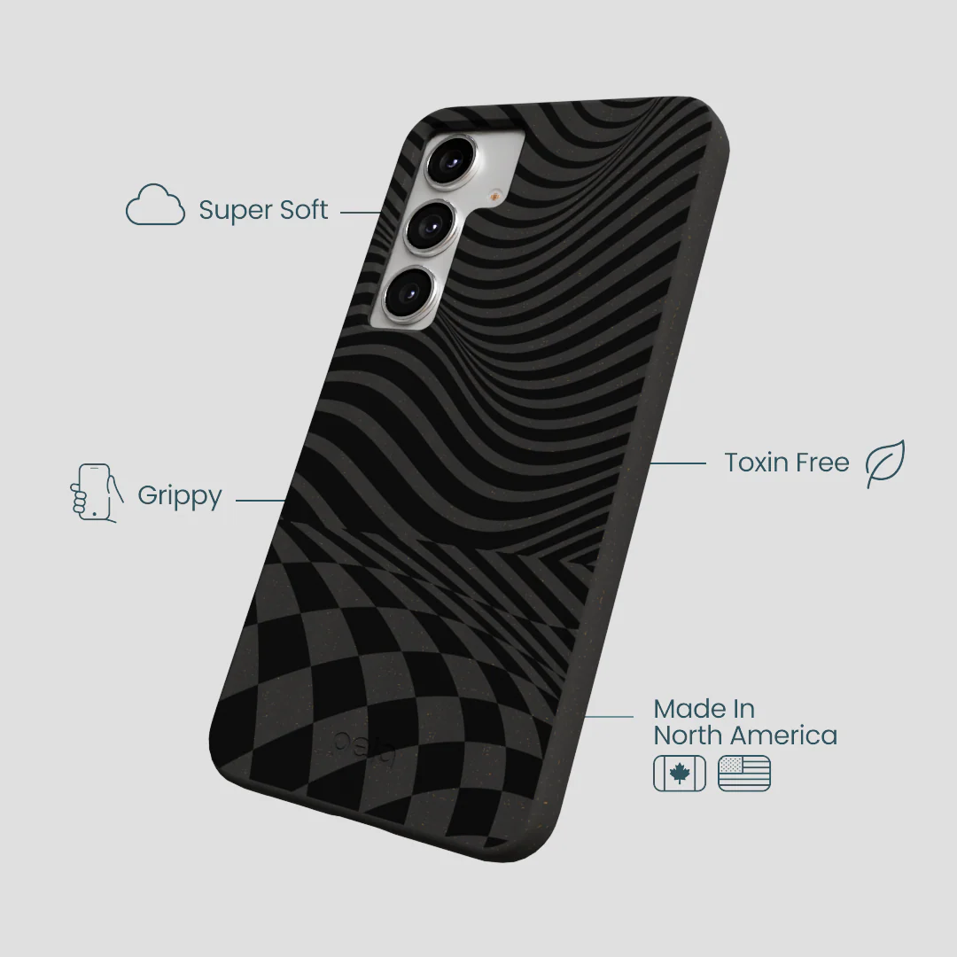 Black Melted Checkers Samsung Galaxy S25+(Plus) Case - Image 4