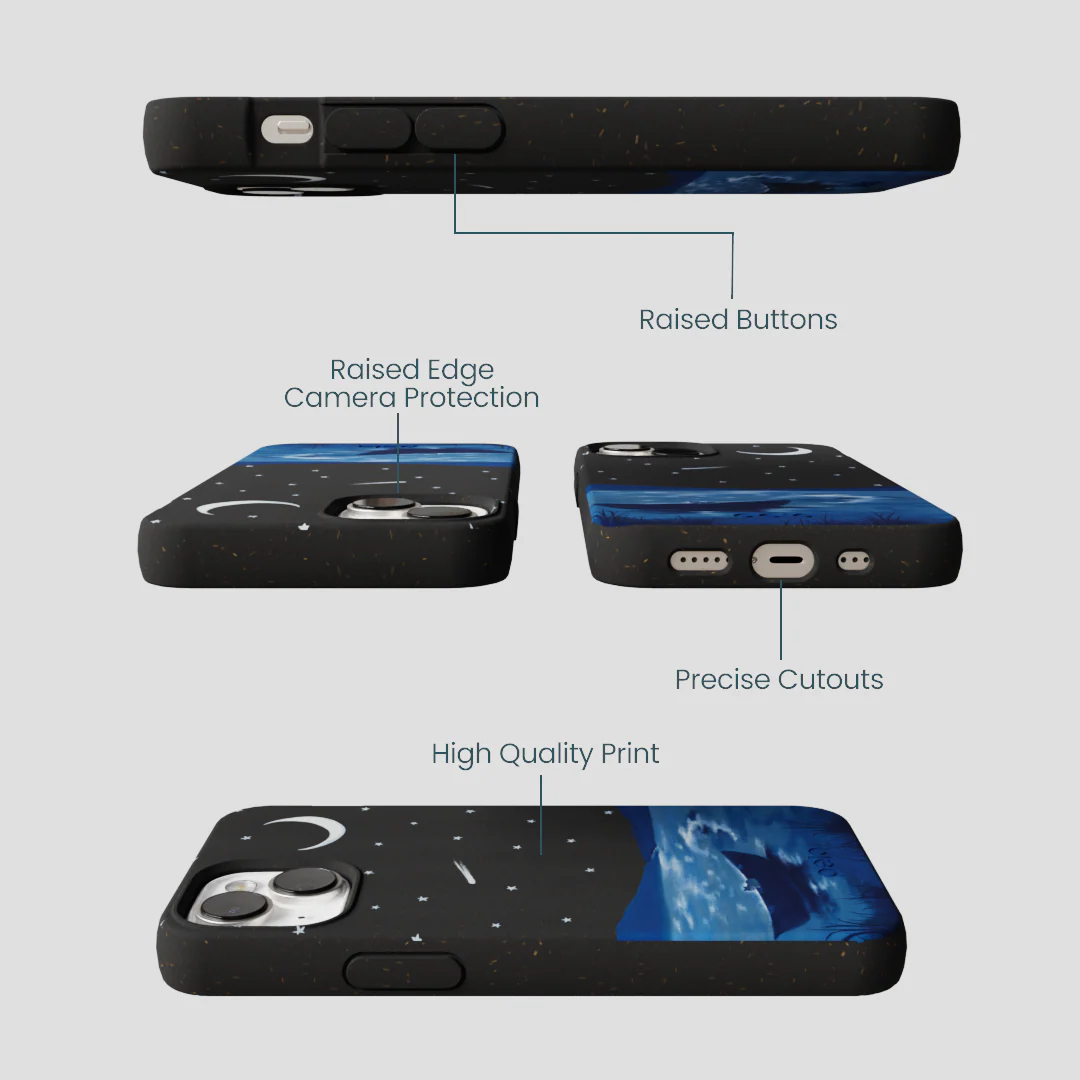 Black Moonlight Lake iPhone 13 Case - Image 3