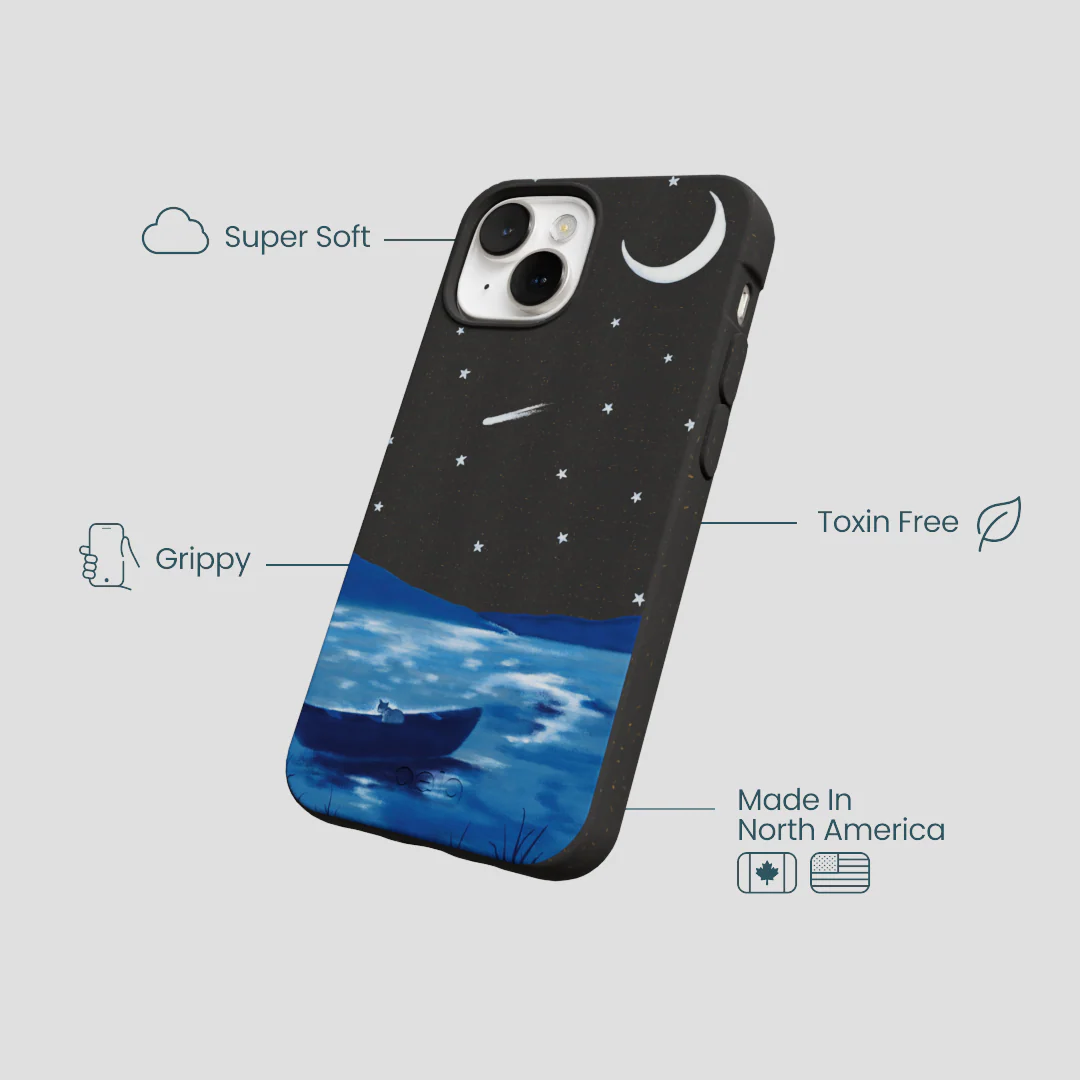 Black Moonlight Lake iPhone 13 Mini Case - Image 4