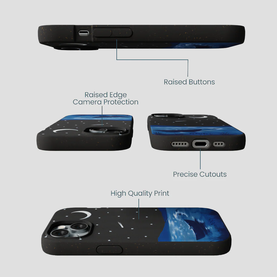Black Moonlight Lake iPhone 15 Case - Image 3