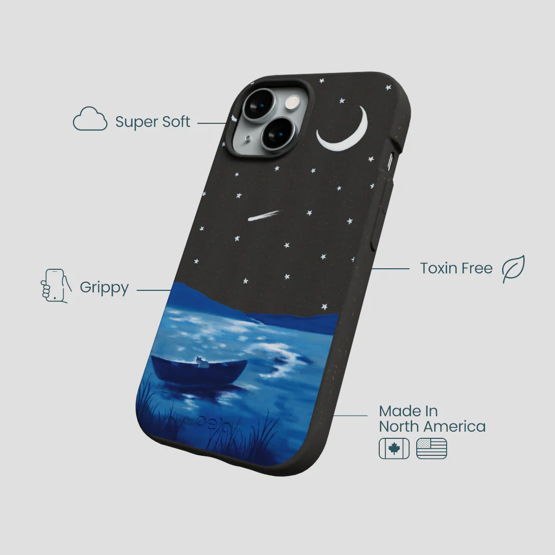 Black Moonlight Lake iPhone 15 Case - Image 4