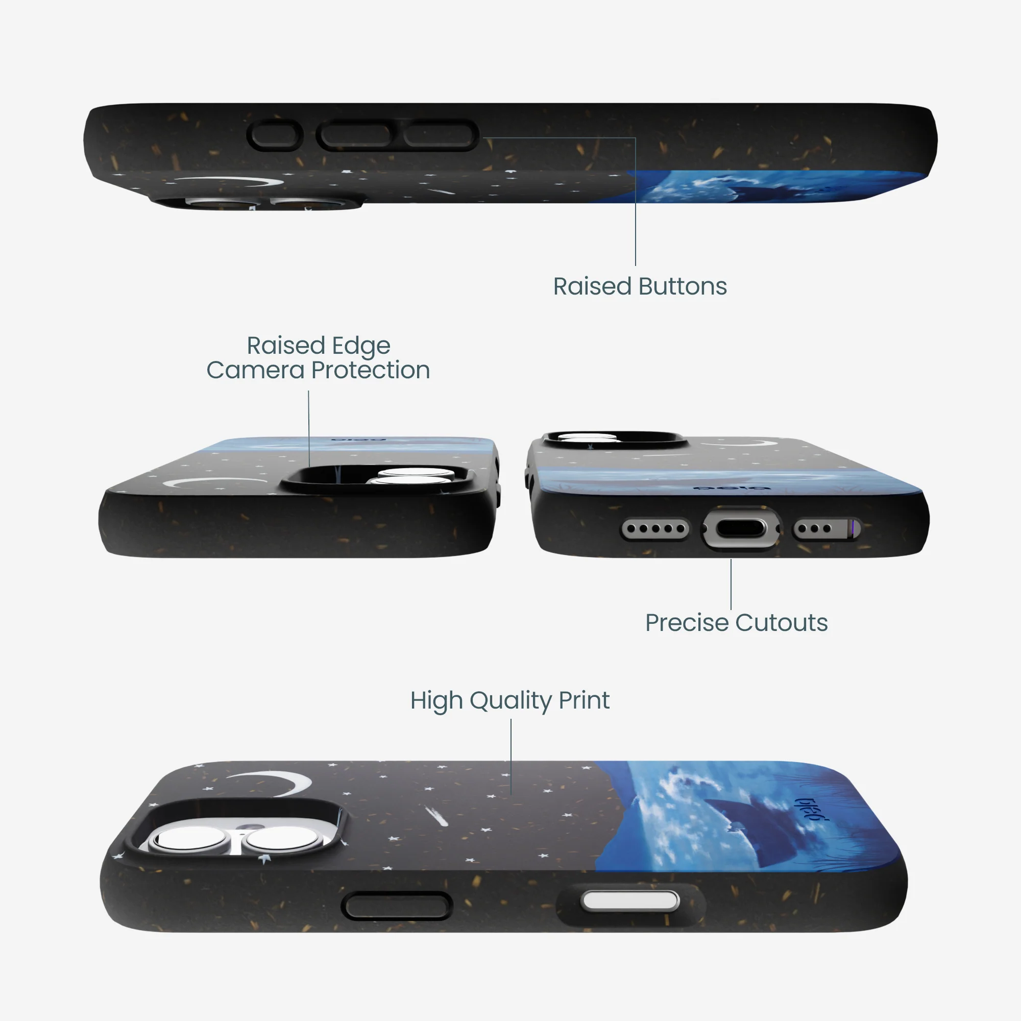 Black Moonlight Lake iPhone 17 Case - Image 3