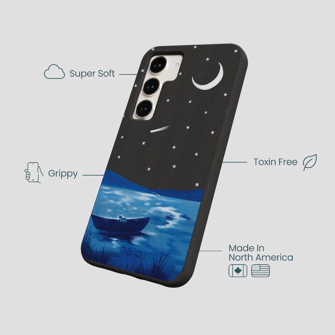 Black Moonlight Lake Samsung Galaxy S23 Case - Image 4