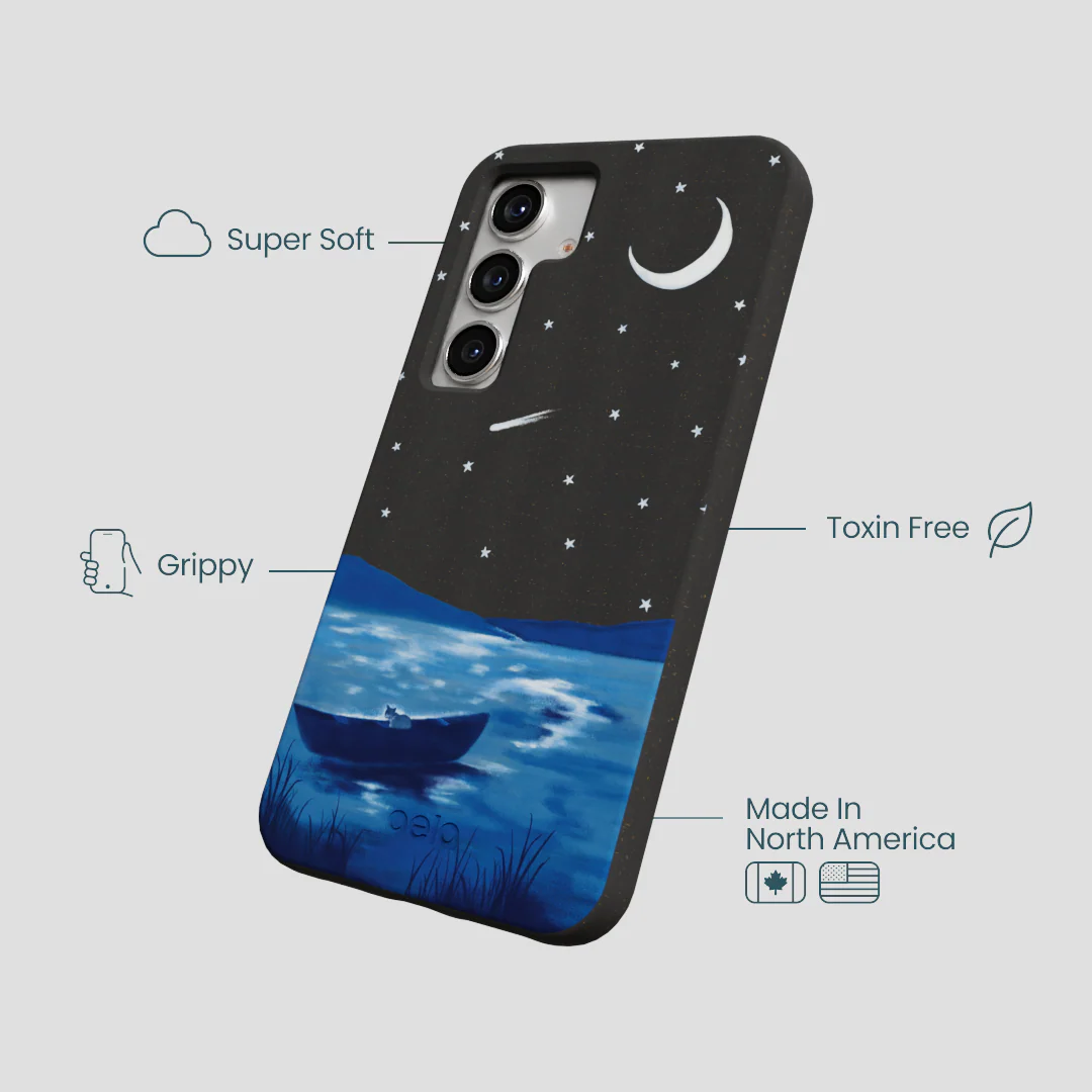 Black Moonlight Lake Samsung Galaxy S25 Case - Image 4