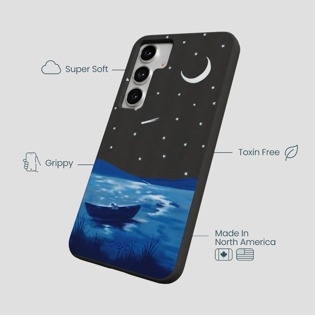 Black Moonlight Lake Samsung Galaxy S25+(Plus) Case - Image 4
