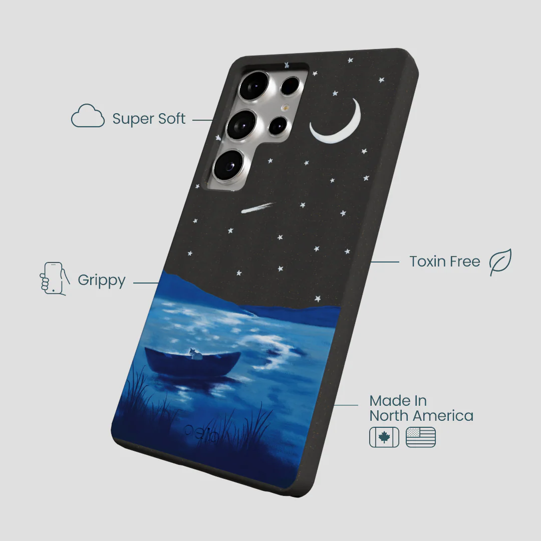 Black Moonlight Lake Samsung Galaxy S25 Ultra Case - Image 4