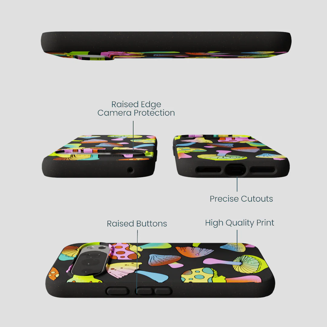 Black Mushroom Party Google Pixel 10/10 Pro Case - Image 3