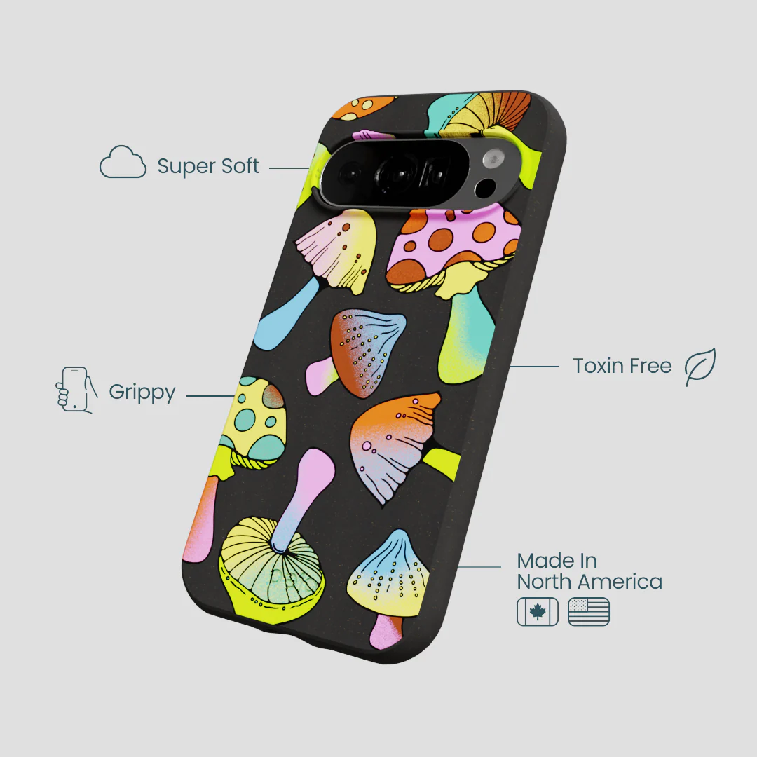 Black Mushroom Party Google Pixel 10/10 Pro Case - Image 4