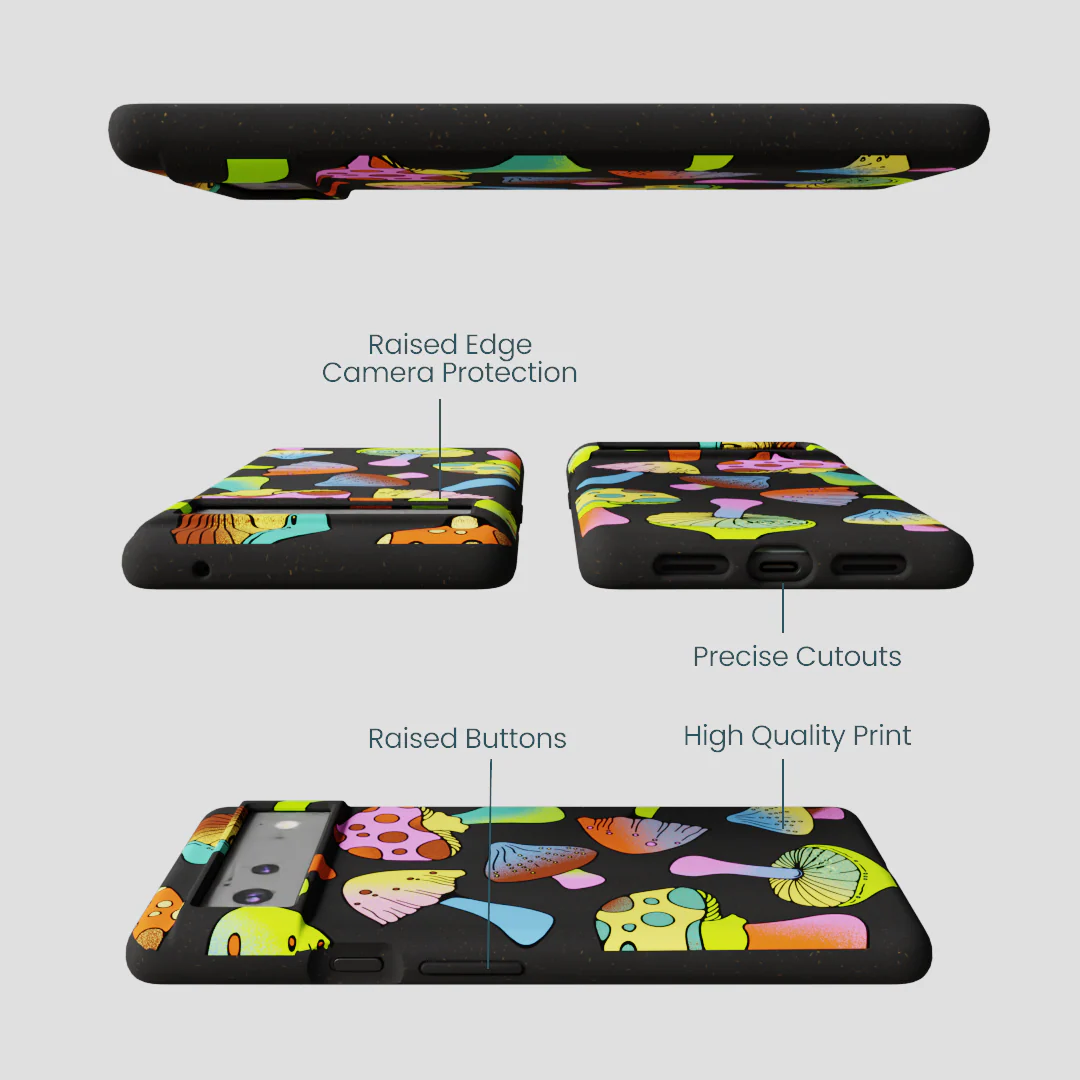 Black Mushroom Party Google Pixel 6 Case - Image 3
