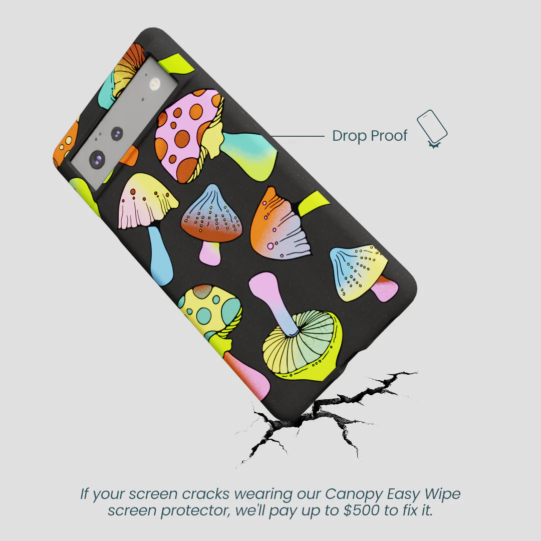 Black Mushroom Party Google Pixel 6 Case - Image 5