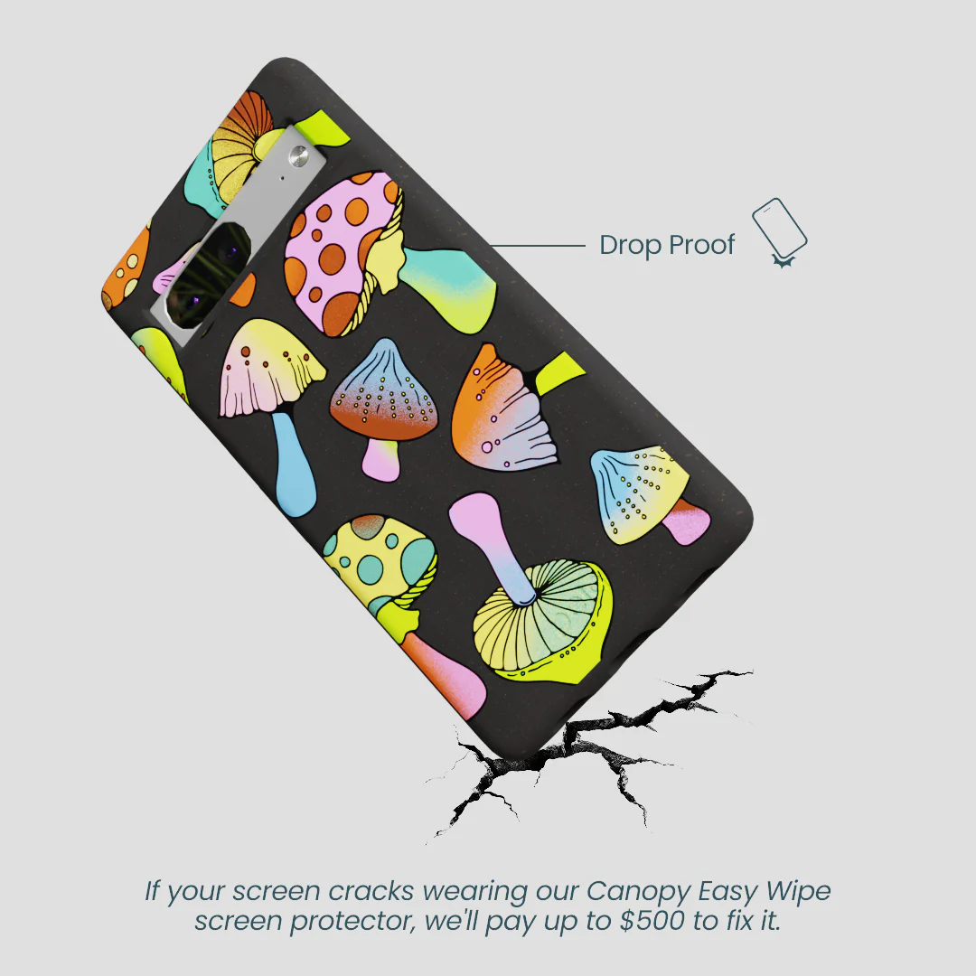 Black Mushroom Party Google Pixel 7 Case - Image 5