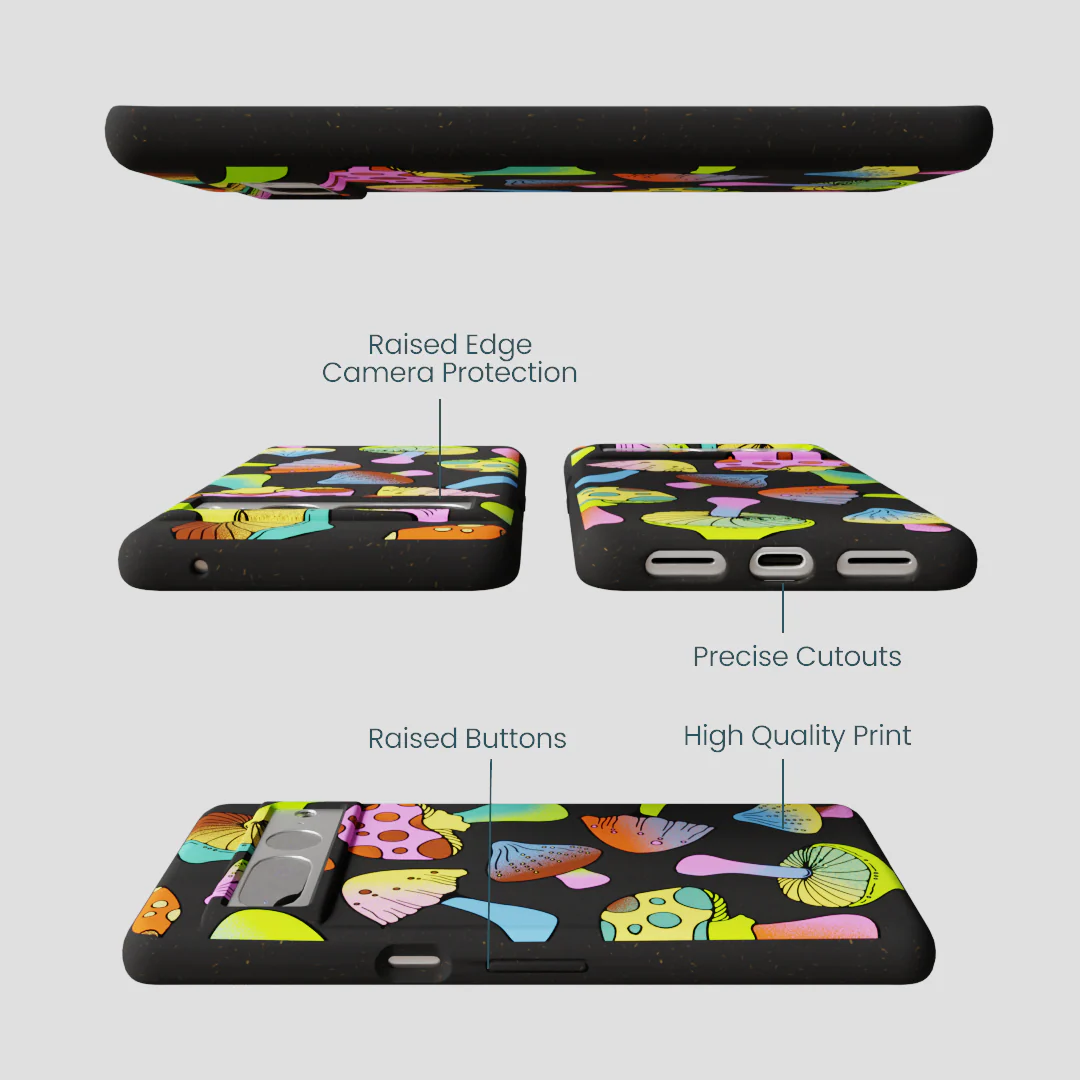 Black Mushroom Party Google Pixel 7 Pro Case - Image 3