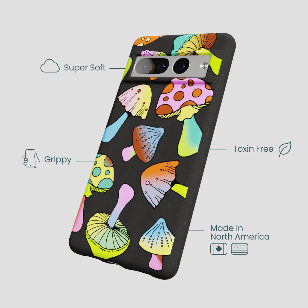 Black Mushroom Party Google Pixel 7 Pro Case - Image 4