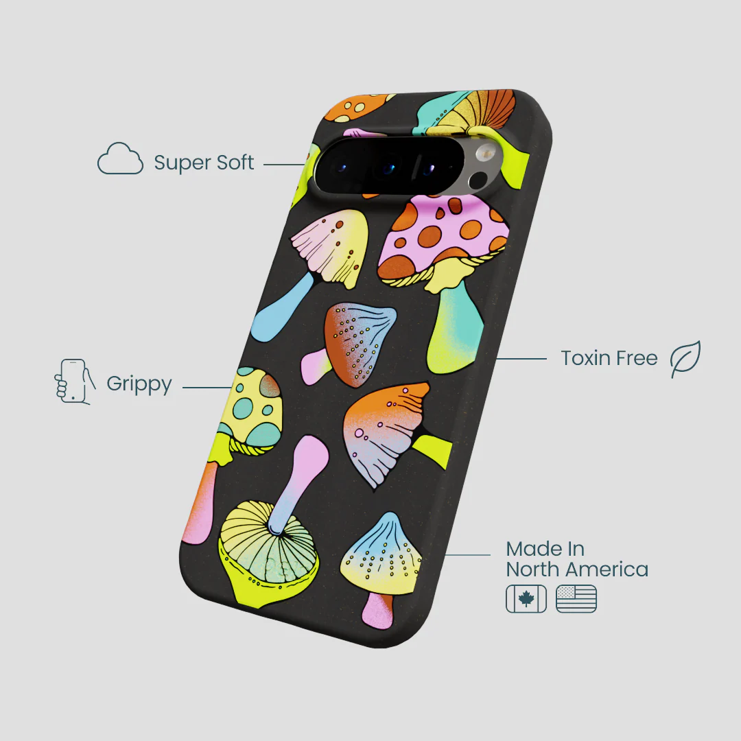 Black Mushroom Party Google Pixel 9/9 Pro Case - Image 4