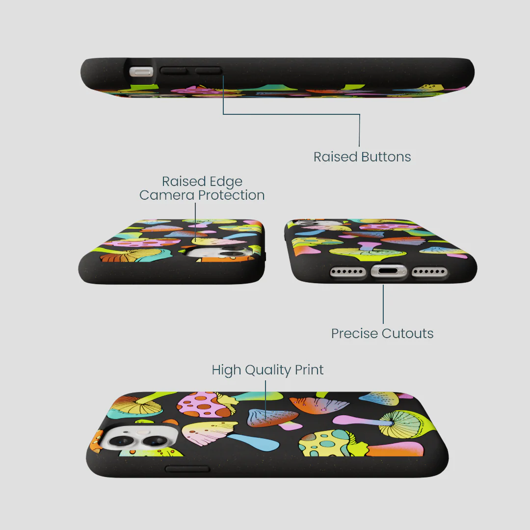 Black Mushroom Party iPhone 11 Case - Image 3