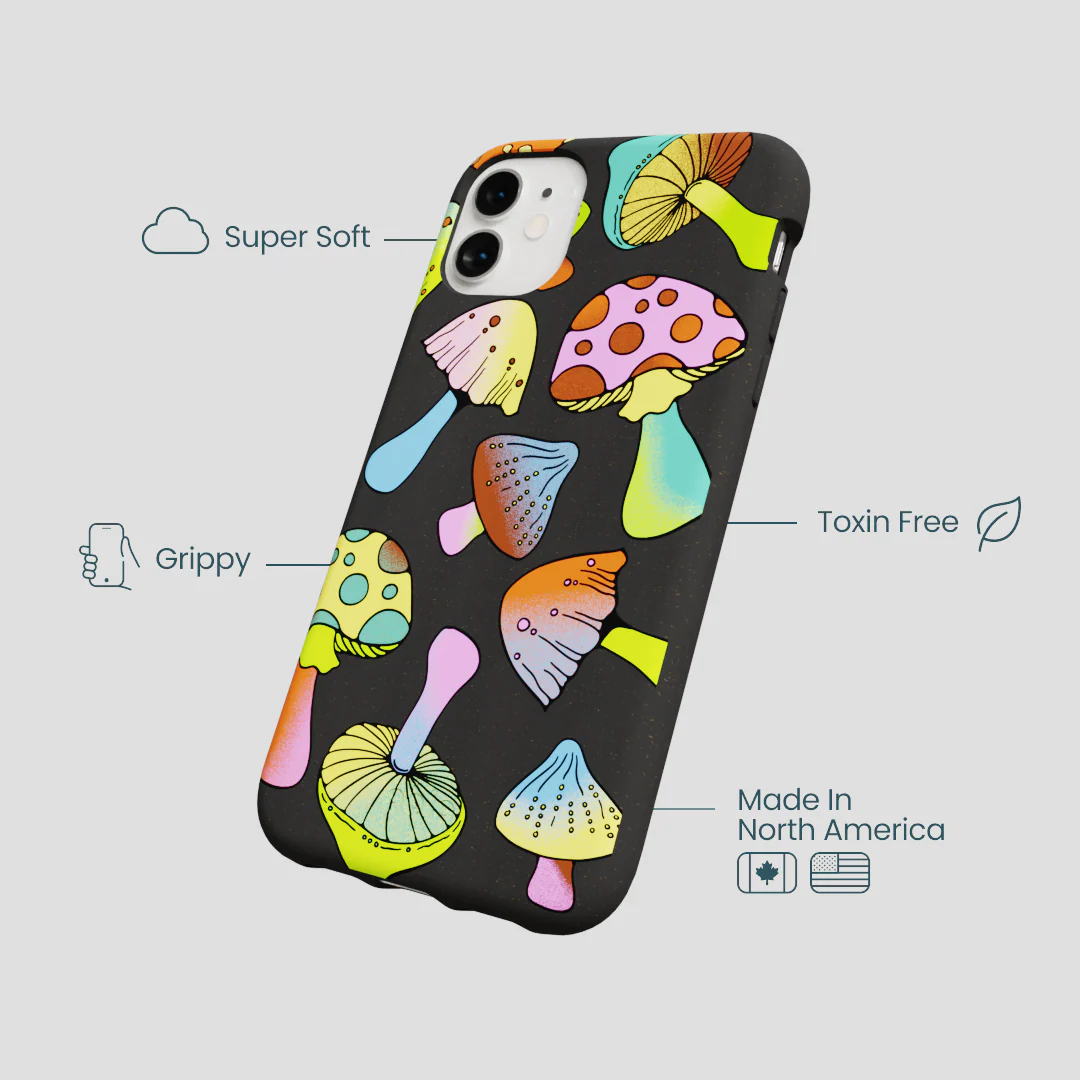 Black Mushroom Party iPhone 11 Case - Image 4