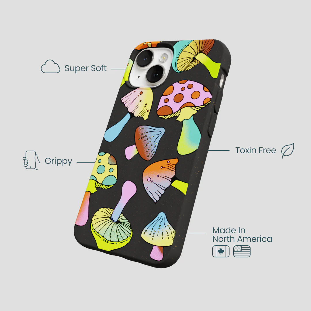 Black Mushroom Party iPhone 13 Case - Image 4