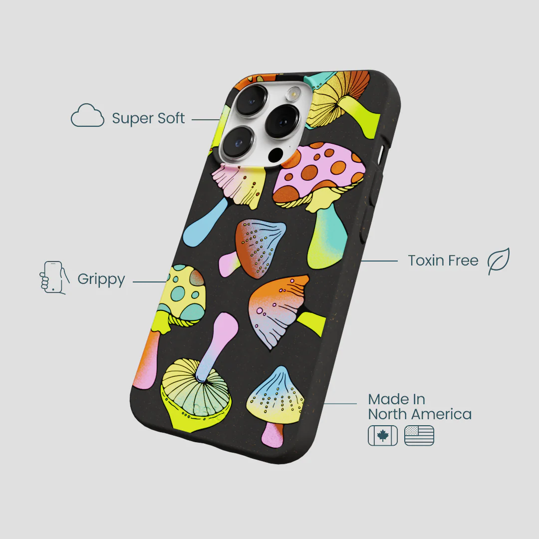 Black Mushroom Party iPhone 13 Pro Case - Image 4