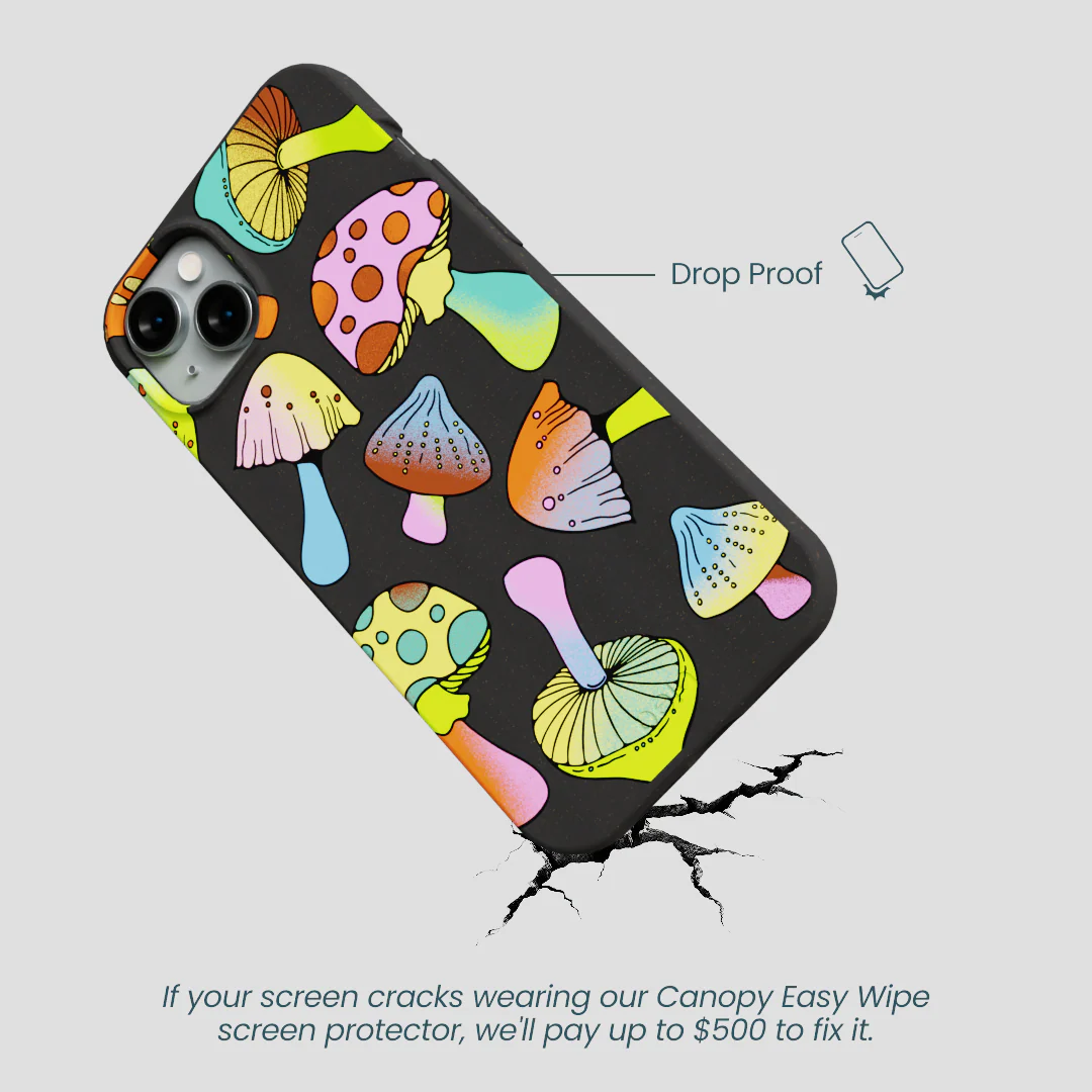 Black Mushroom Party iPhone 14 Plus Case - Image 5