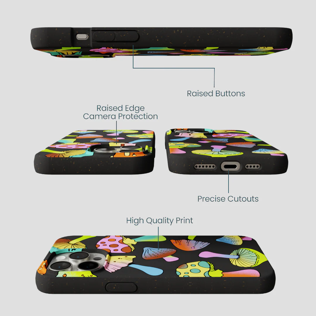 Black Mushroom Party iPhone 14 Pro Max Case - Image 3