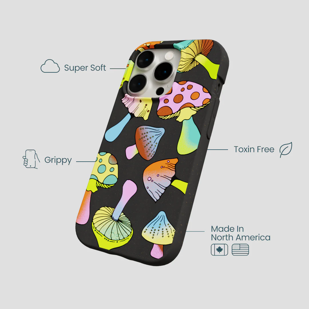 Black Mushroom Party iPhone 15 Pro Case - Image 4