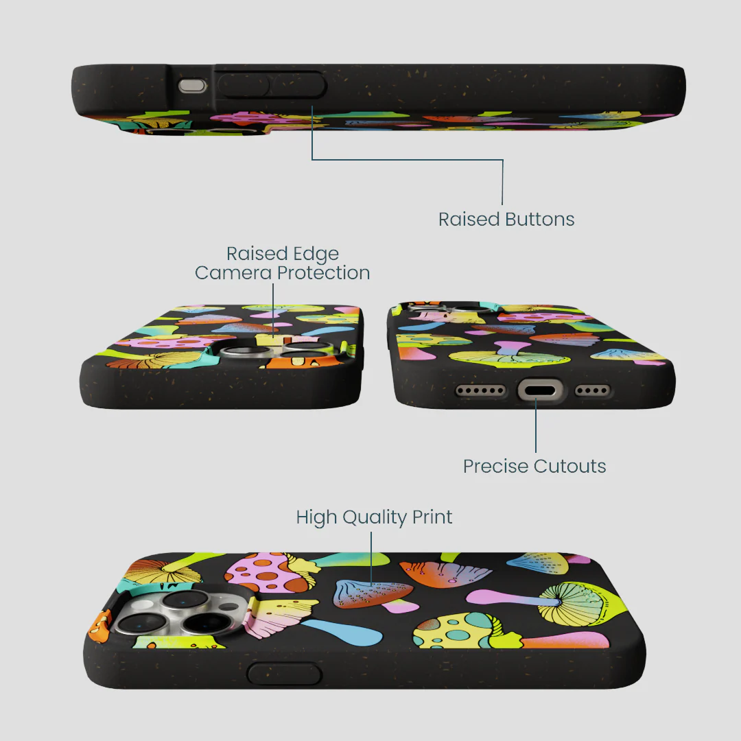 Black Mushroom Party iPhone 15 Pro Max Case - Image 3