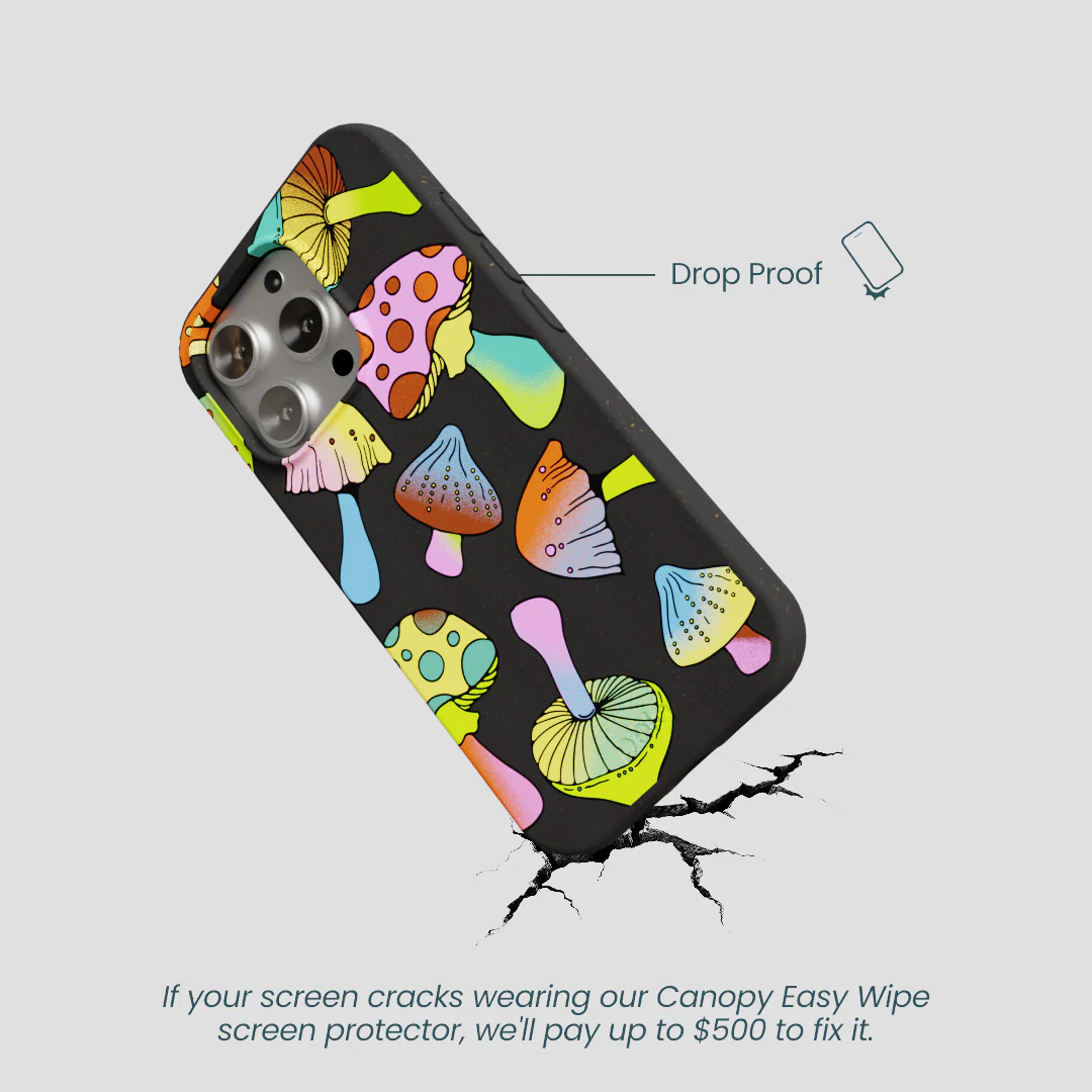 Black Mushroom Party iPhone 16 Pro Case - Image 5