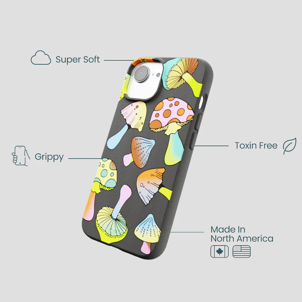 Black Mushroom Party iPhone 16e/17e Case - Image 4