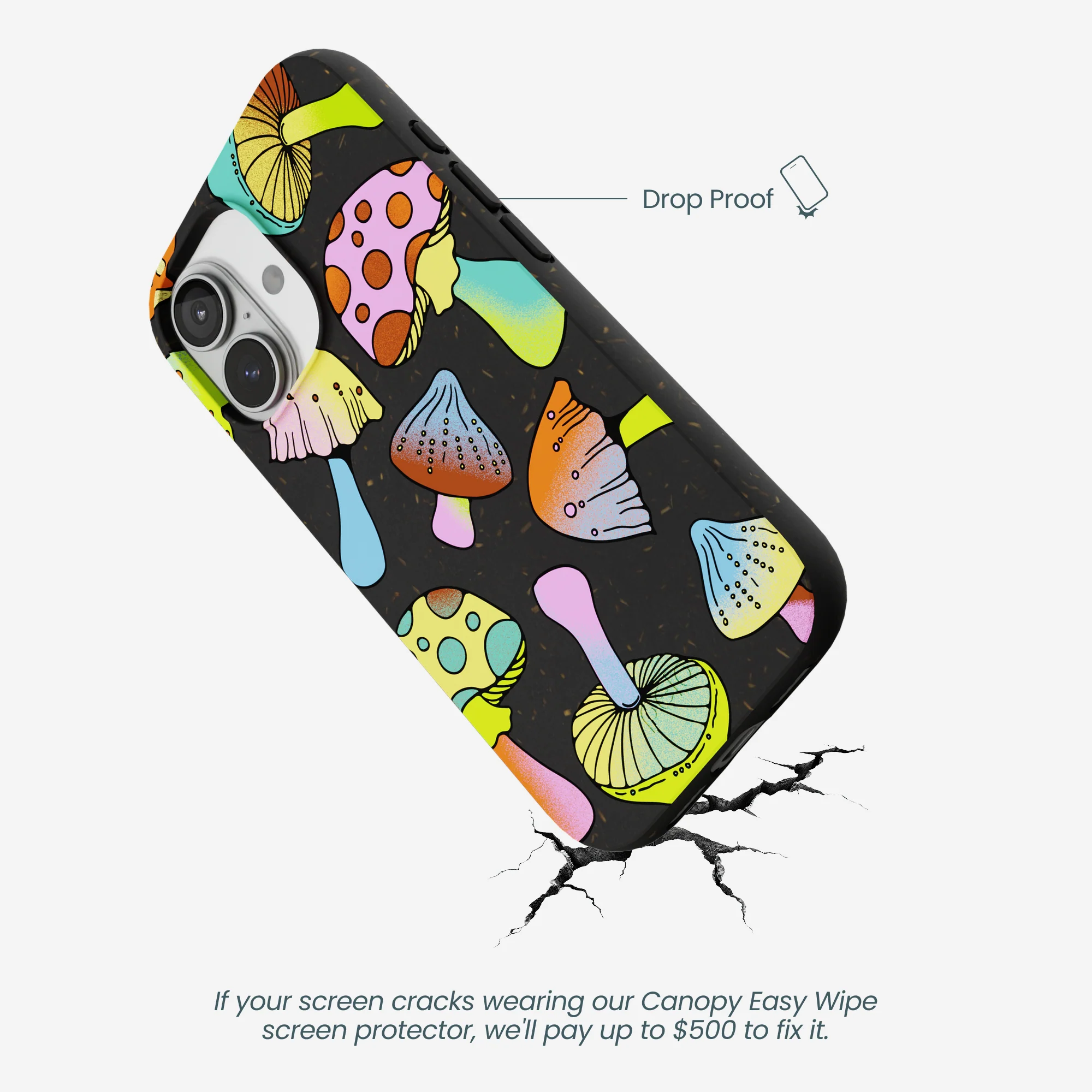 Black Mushroom Party iPhone 17 Case - Image 5