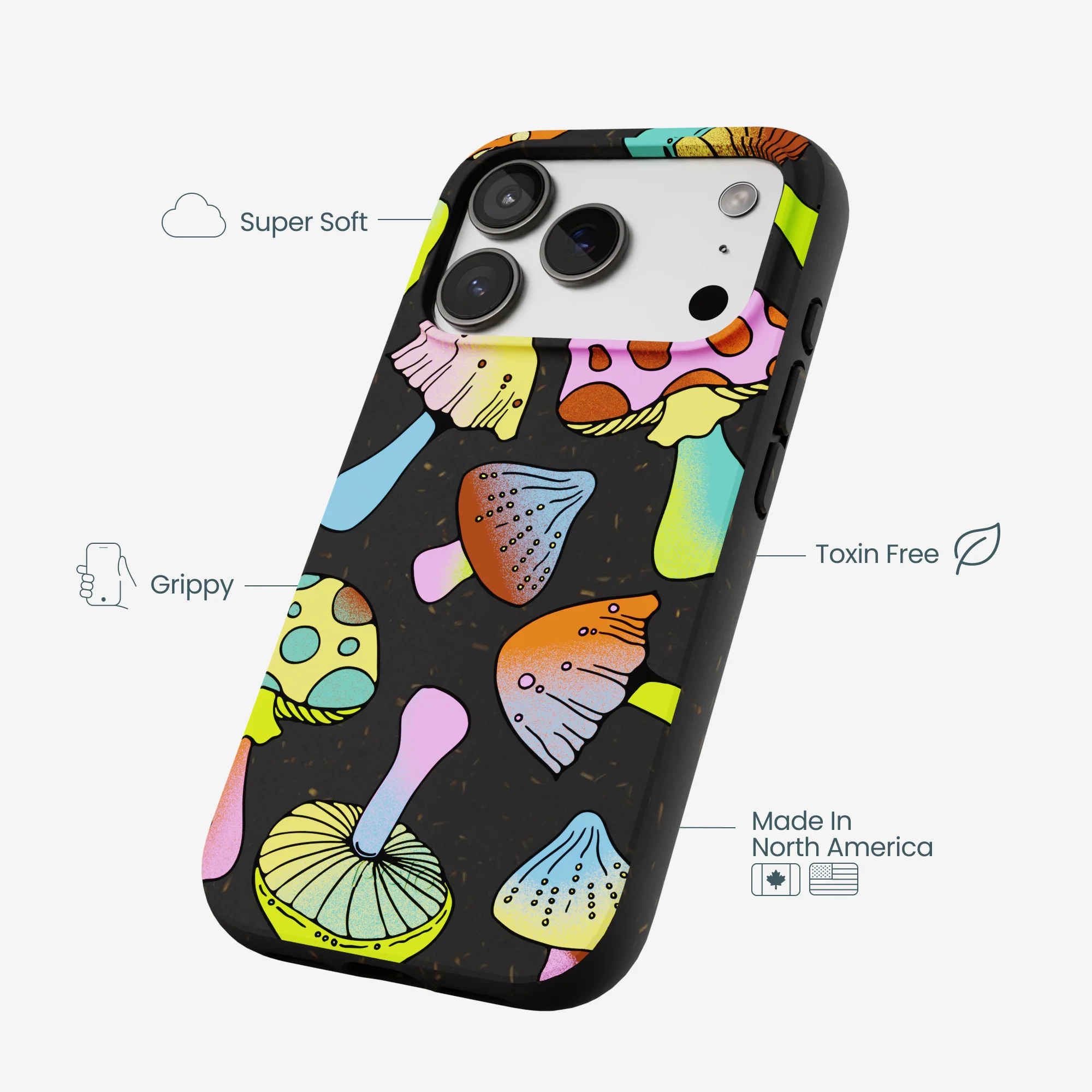 Black Mushroom Party iPhone 17 Pro Case - Image 4