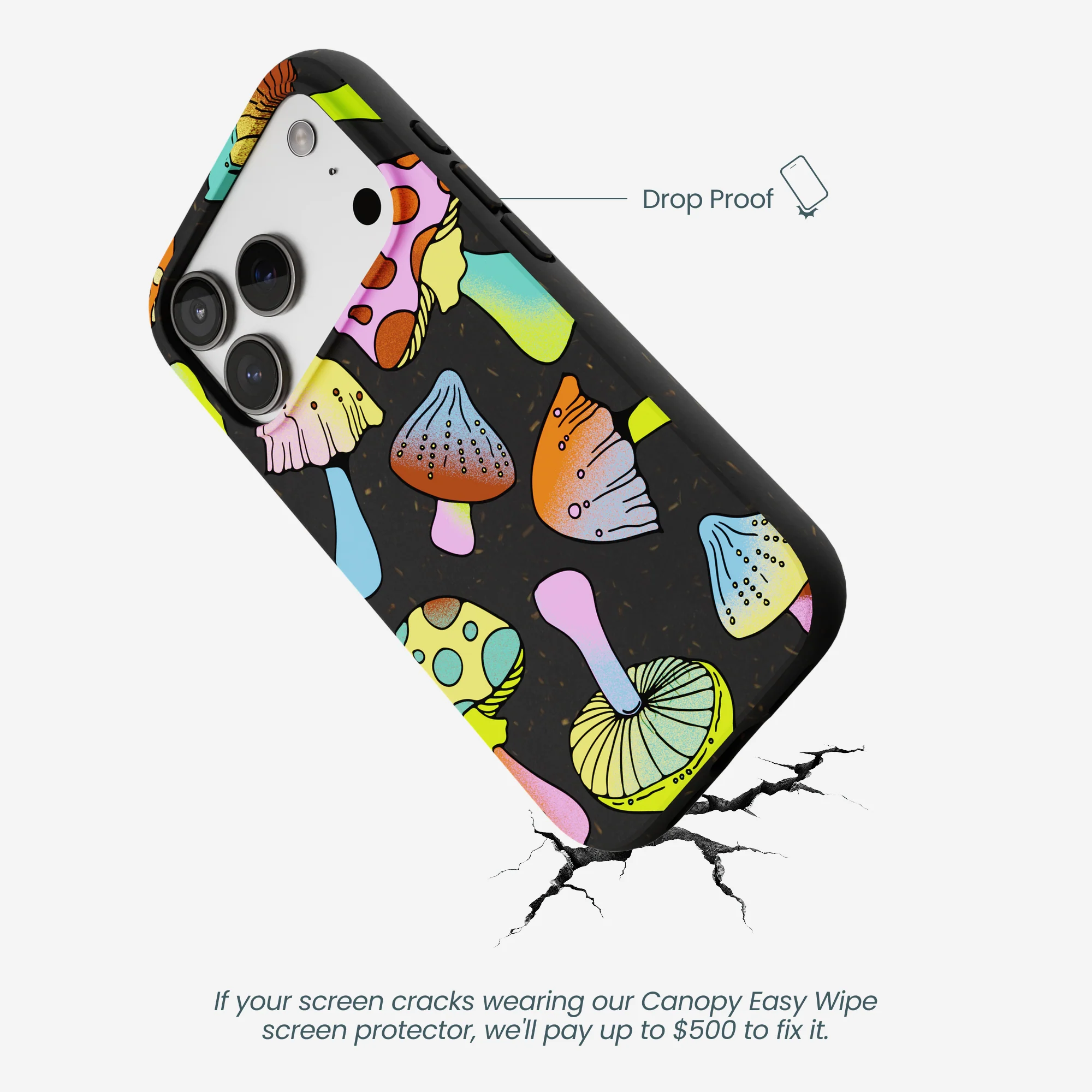 Black Mushroom Party iPhone 17 Pro Case - Image 5