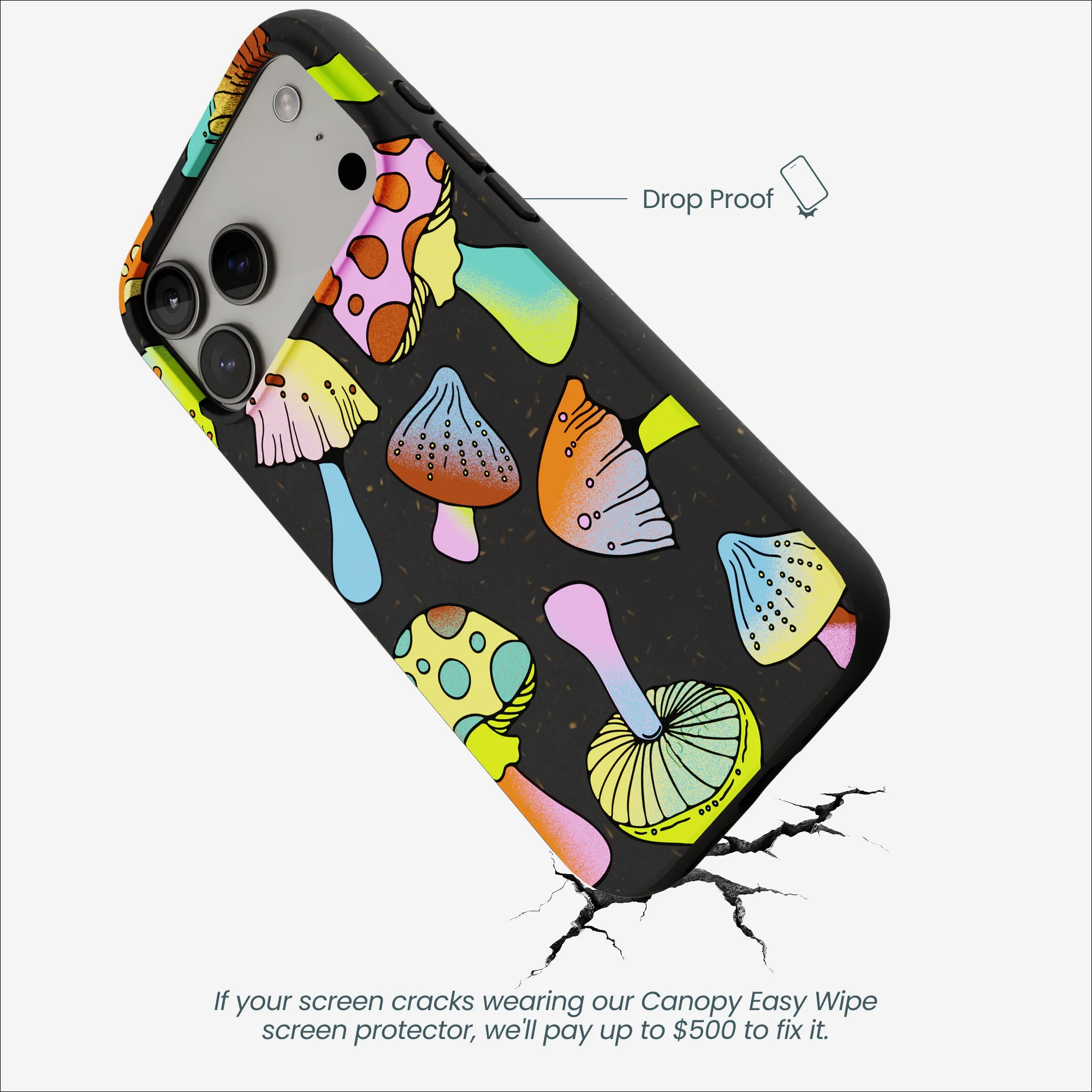 Black Mushroom Party iPhone 17 Pro Max Case - Image 5