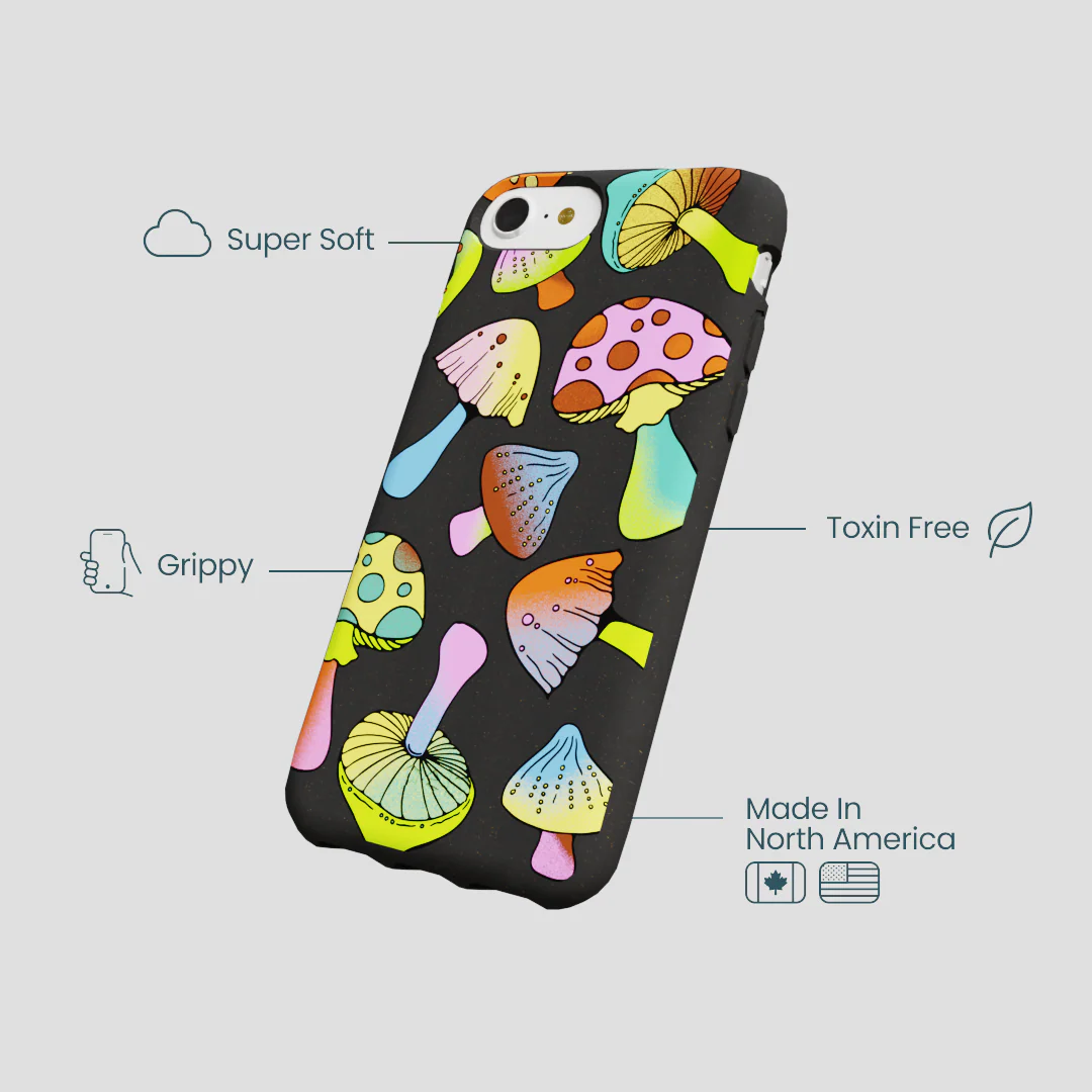 Black Mushroom Party iPhone 6/6s/7/8/SE Case - Image 4