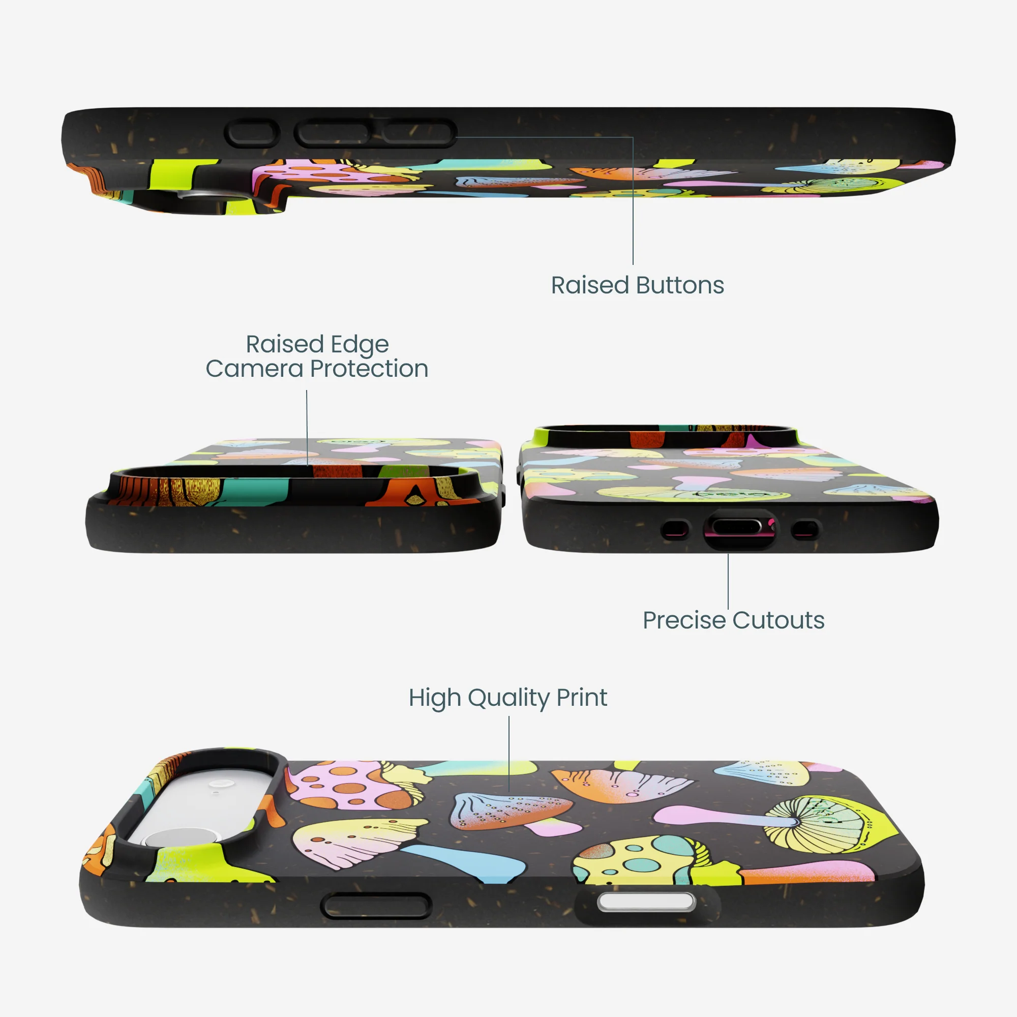 Black Mushroom Party iPhone Air Case - Image 3