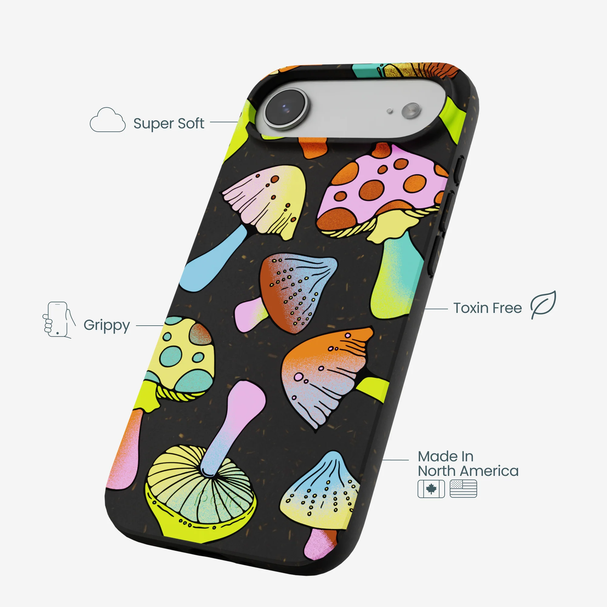 Black Mushroom Party iPhone Air Case - Image 4