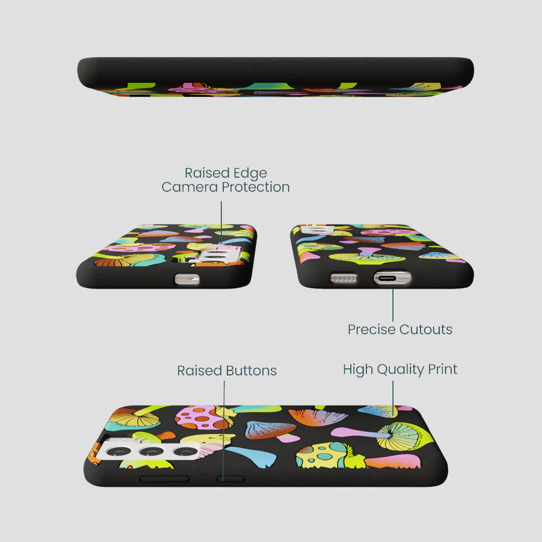 Black Mushroom Party Samsung Galaxy S21 Case - Image 3