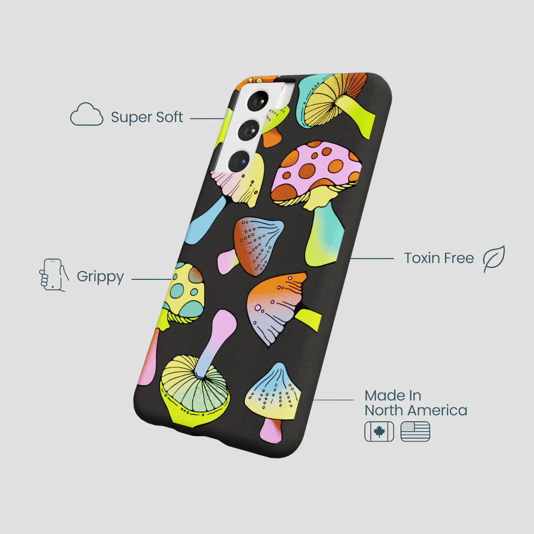 Black Mushroom Party Samsung Galaxy S21 Case - Image 4
