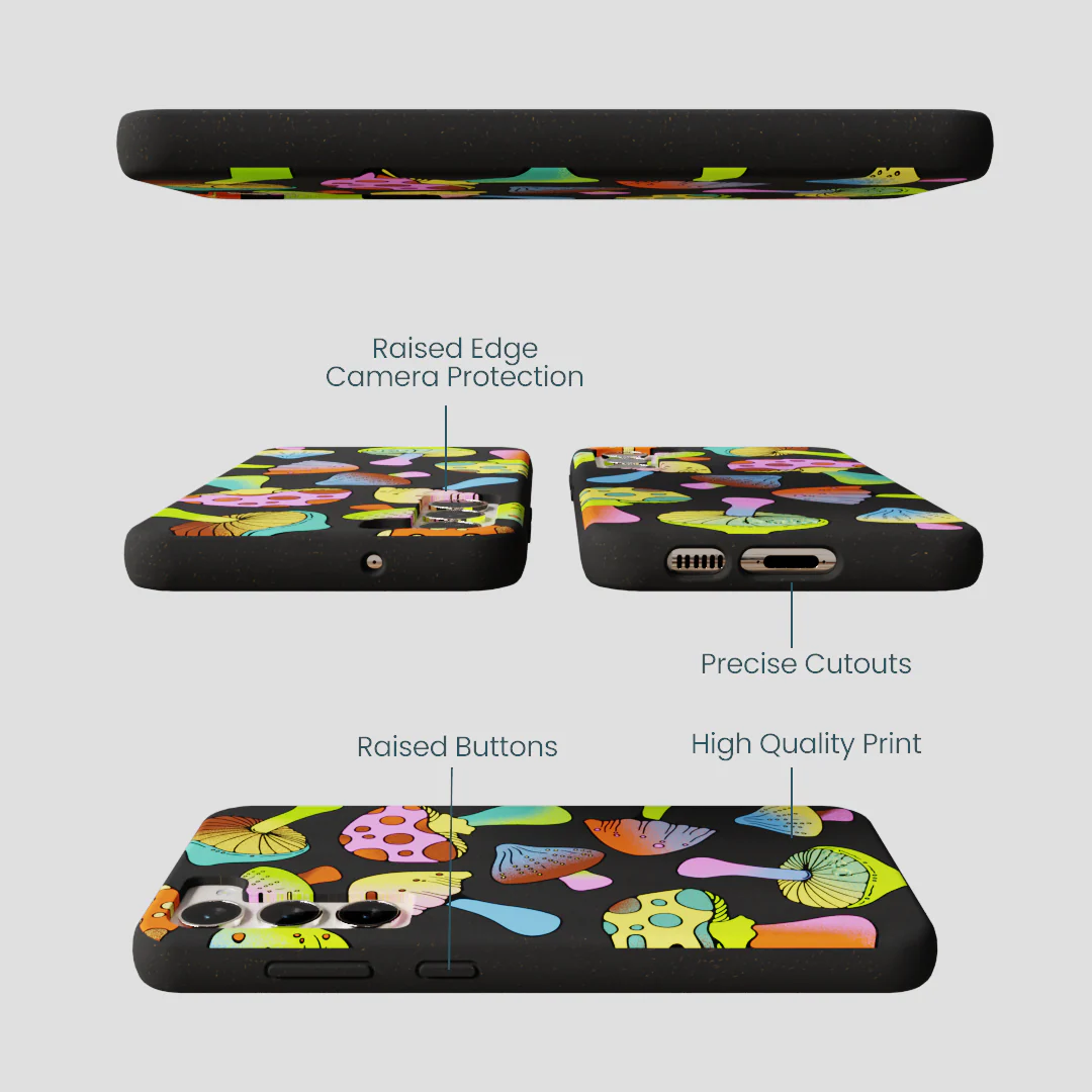 Black Mushroom Party Samsung Galaxy S23+(Plus) Case - Image 3