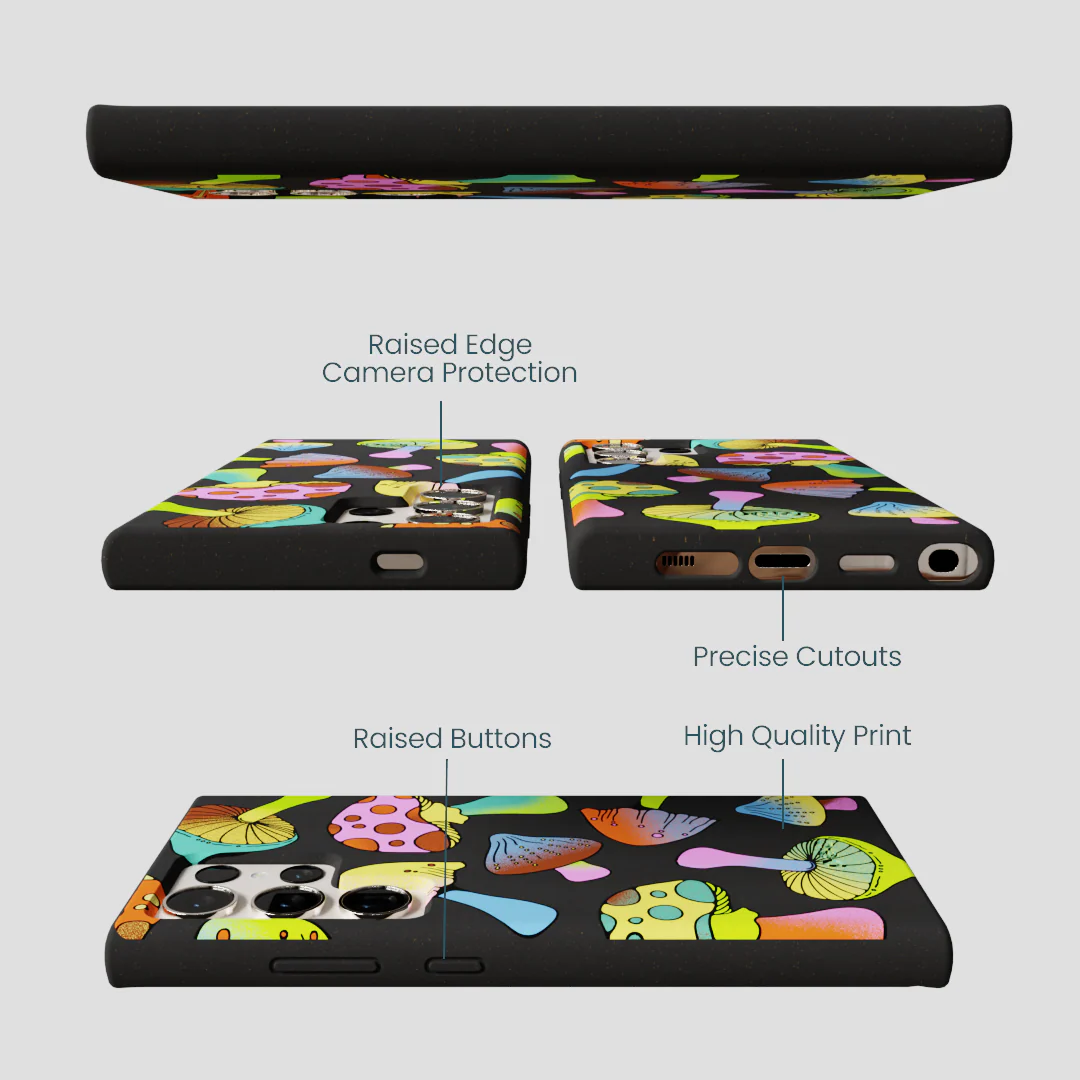 Black Mushroom Party Samsung Galaxy S24 Ultra Case - Image 3