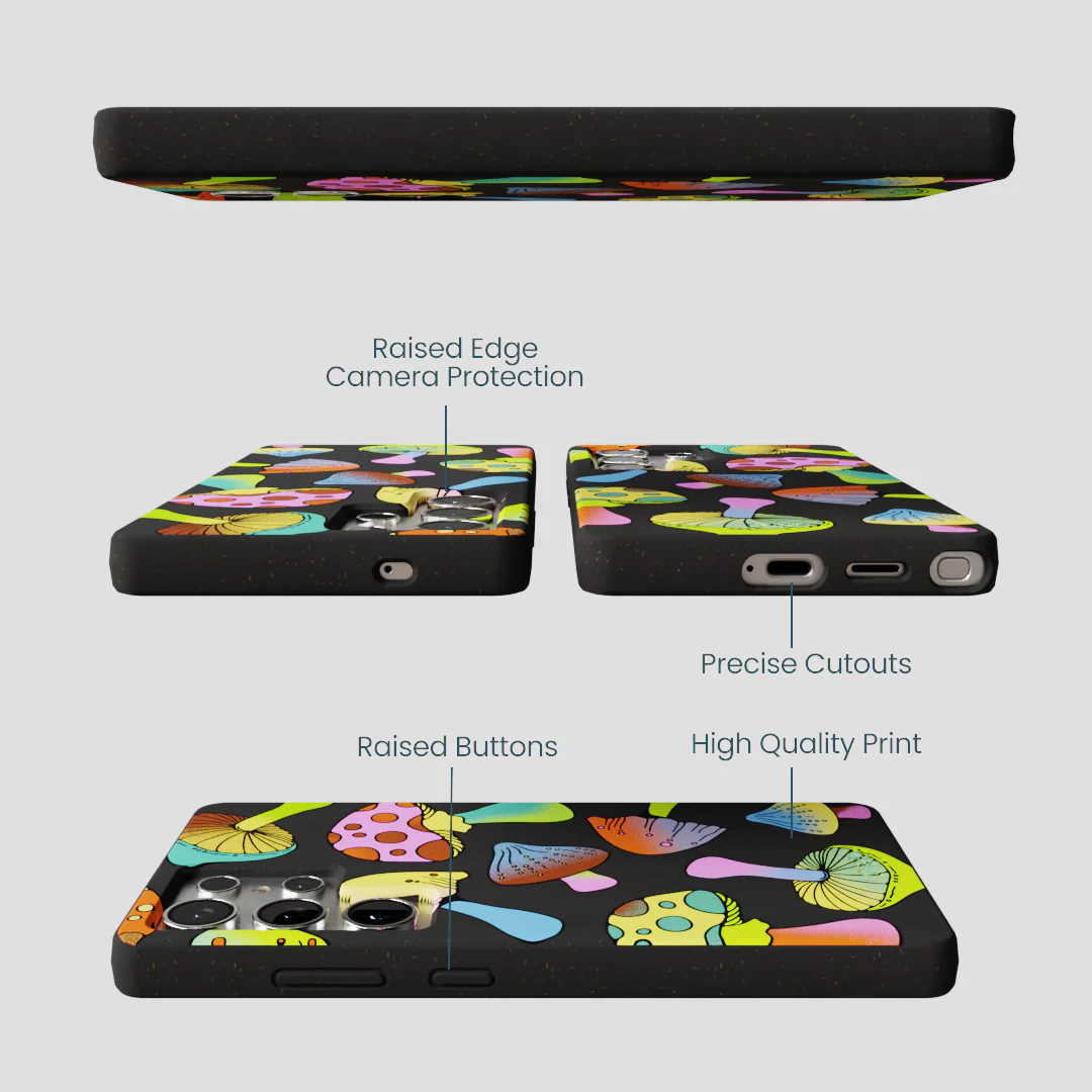 Black Mushroom Party Samsung Galaxy S25 Ultra Case - Image 3