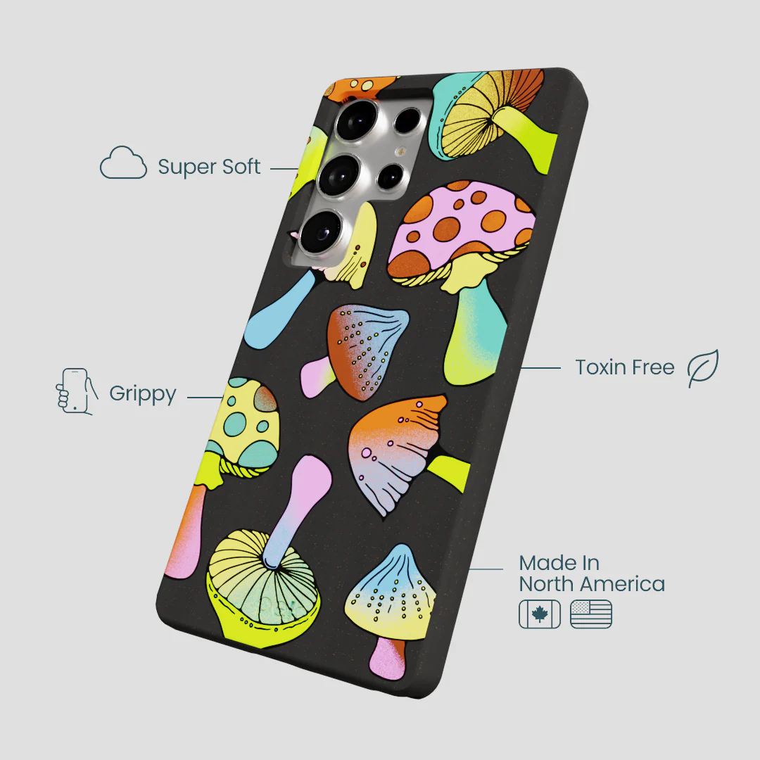 Black Mushroom Party Samsung Galaxy S25 Ultra Case - Image 4