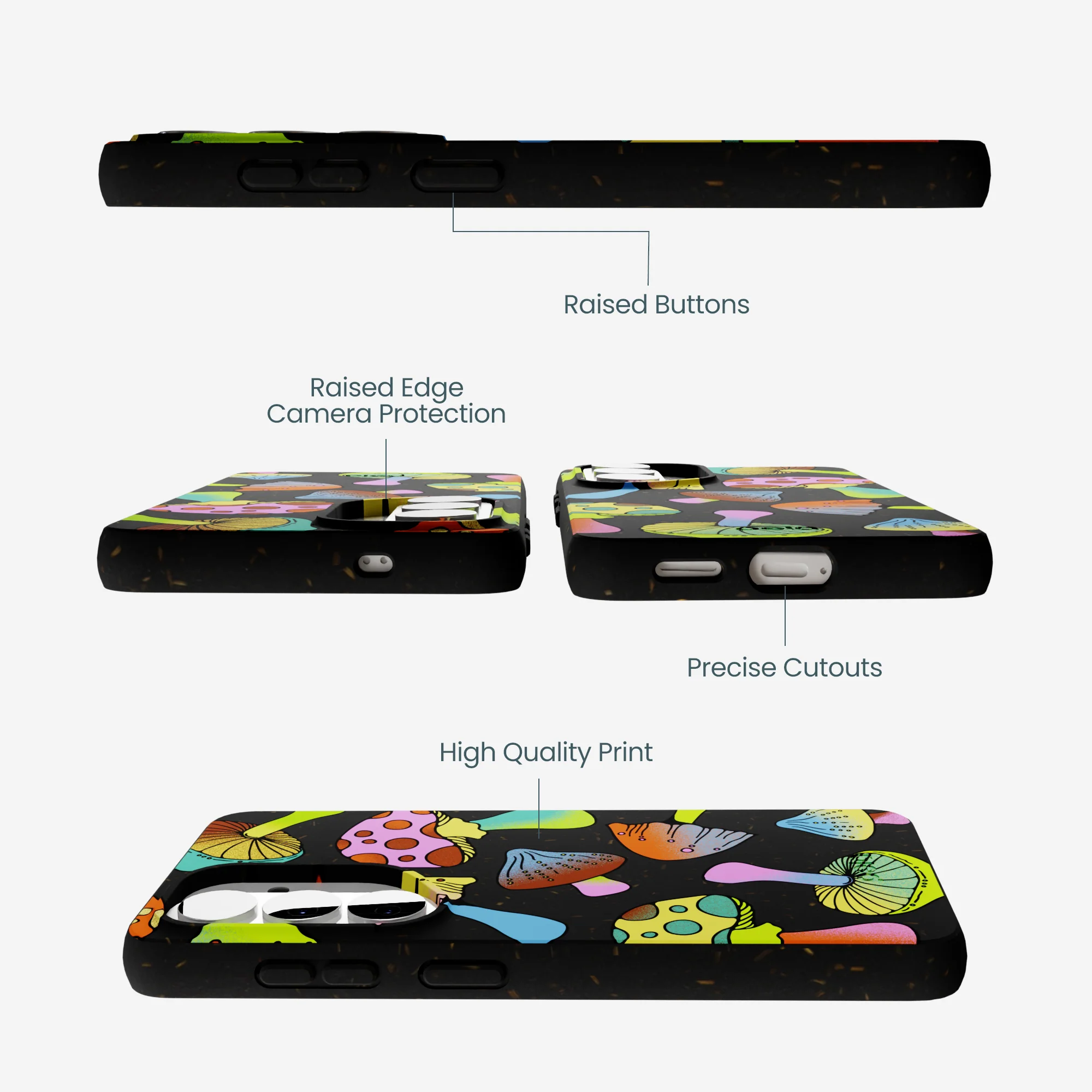 Black Mushroom Party Samsung Galaxy S26 Case - Image 3