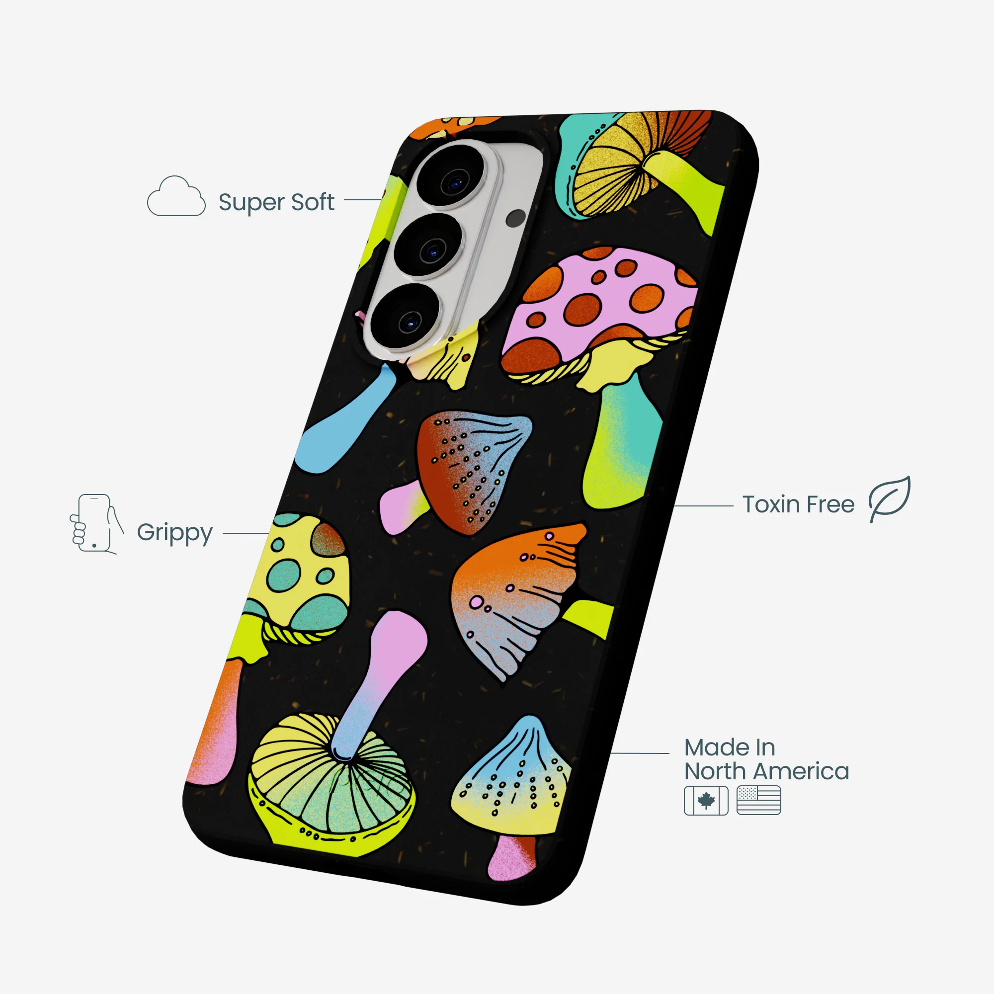 Black Mushroom Party Samsung Galaxy S26 Case - Image 4
