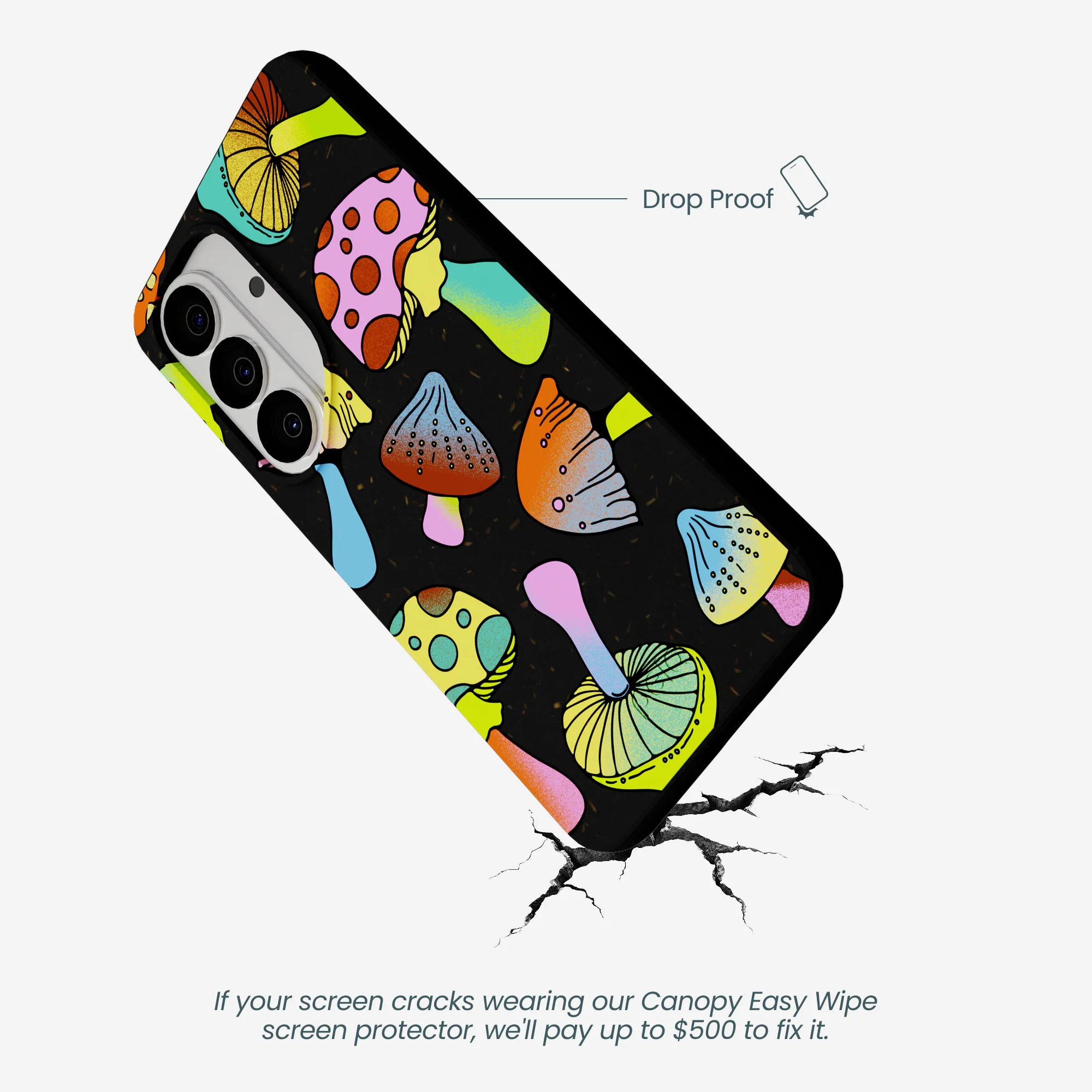 Black Mushroom Party Samsung Galaxy S26 Case - Image 5