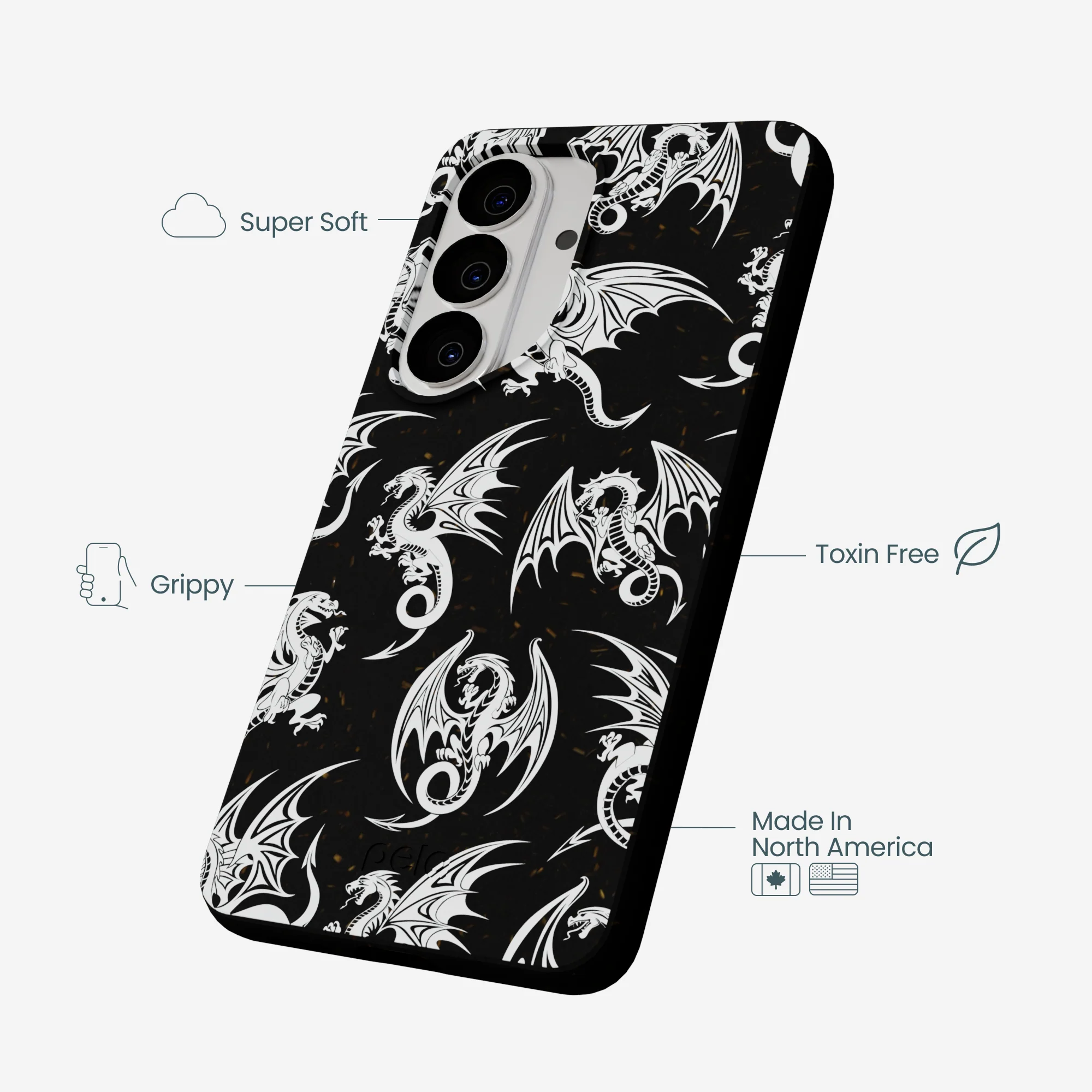 Black Mythical Dragons Samsung Galaxy S26 Case - Image 3