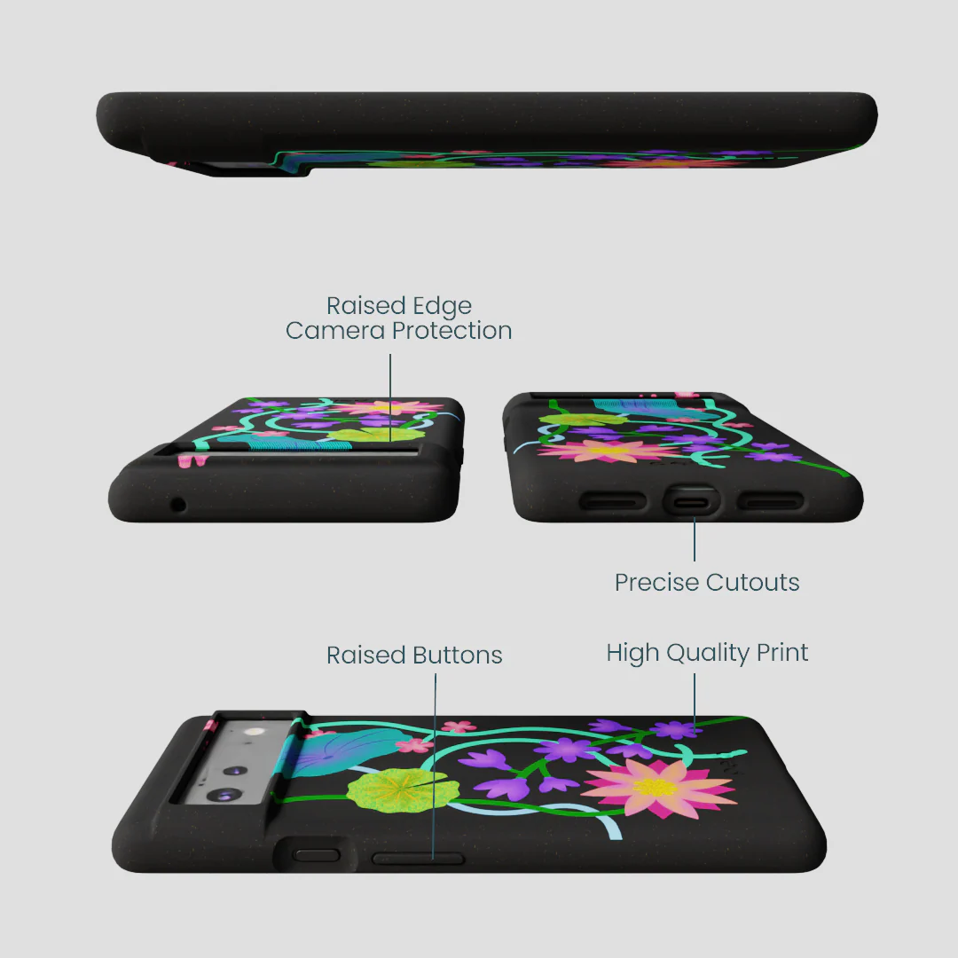 Black Neon Garden Google Pixel 6a Case - Image 3