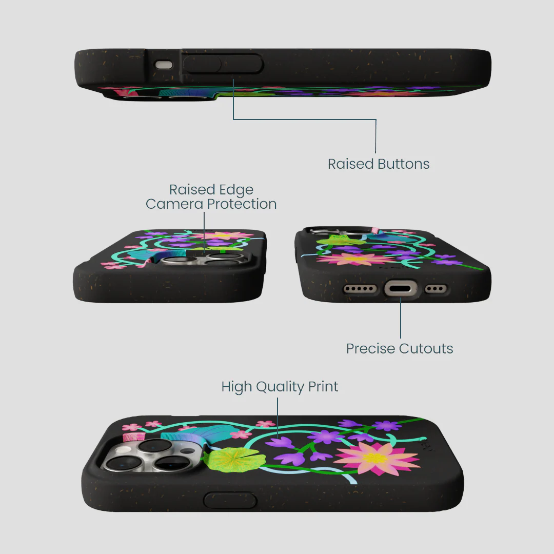 Black Neon Garden iPhone 15 Pro Case - Image 3