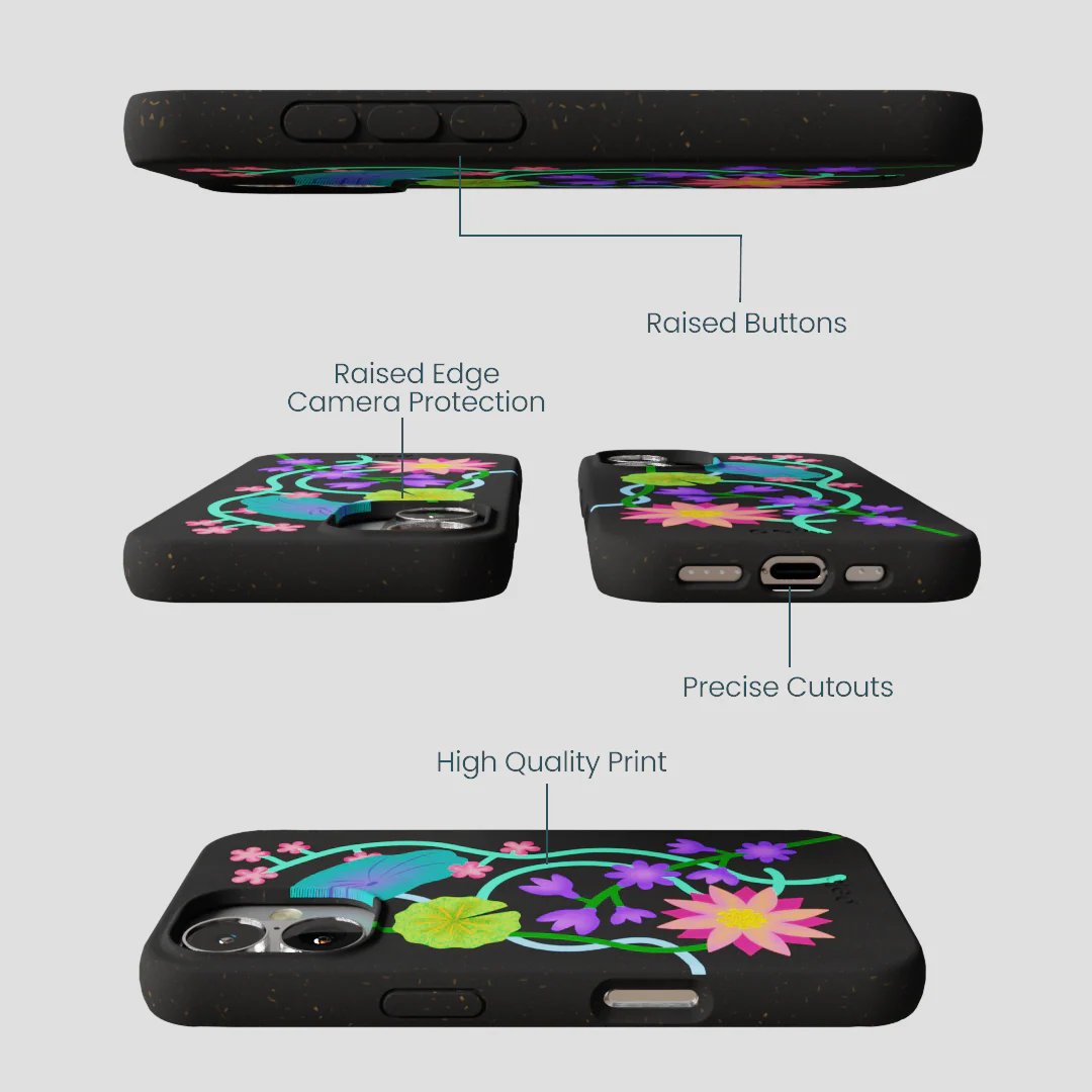 Black Neon Garden iPhone 16 Case - Image 3