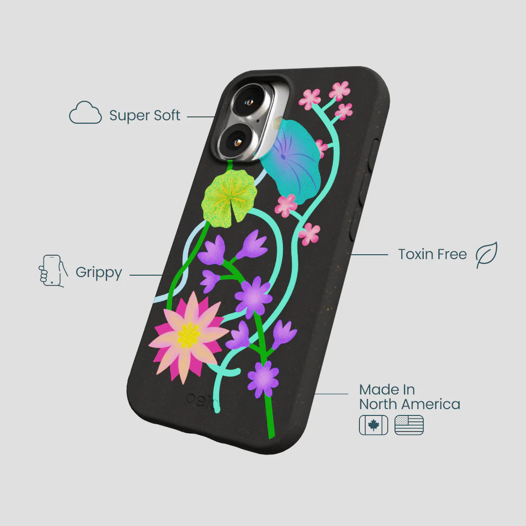 Black Neon Garden iPhone 16 Case - Image 4